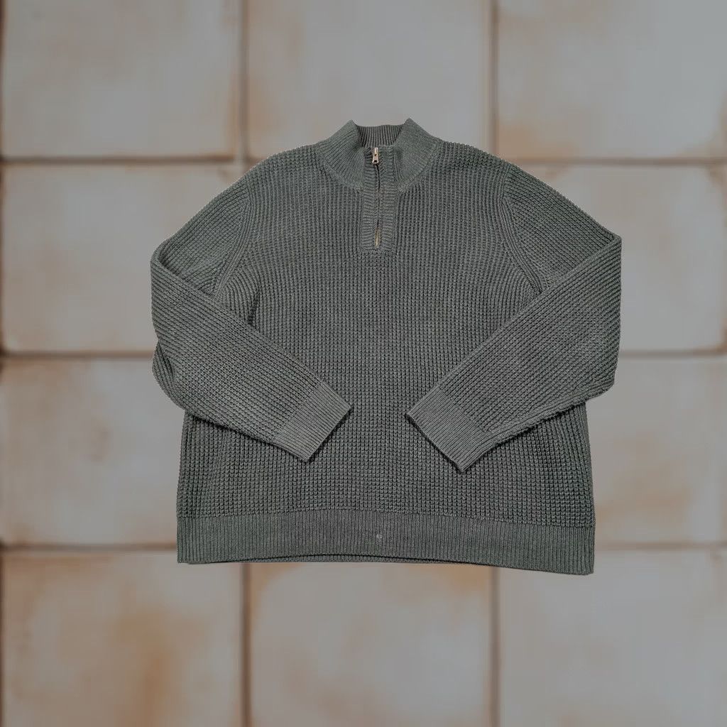 Vintage L.L. Bean Sweater Mens 2XL Green 1/4 Zip Mock Neck Organic Cotton Waffle Knit Pullover Mens Regular Long Sleeve Hoodie? Size US XXL / EU 58 / 5 - 1 Thumbnail