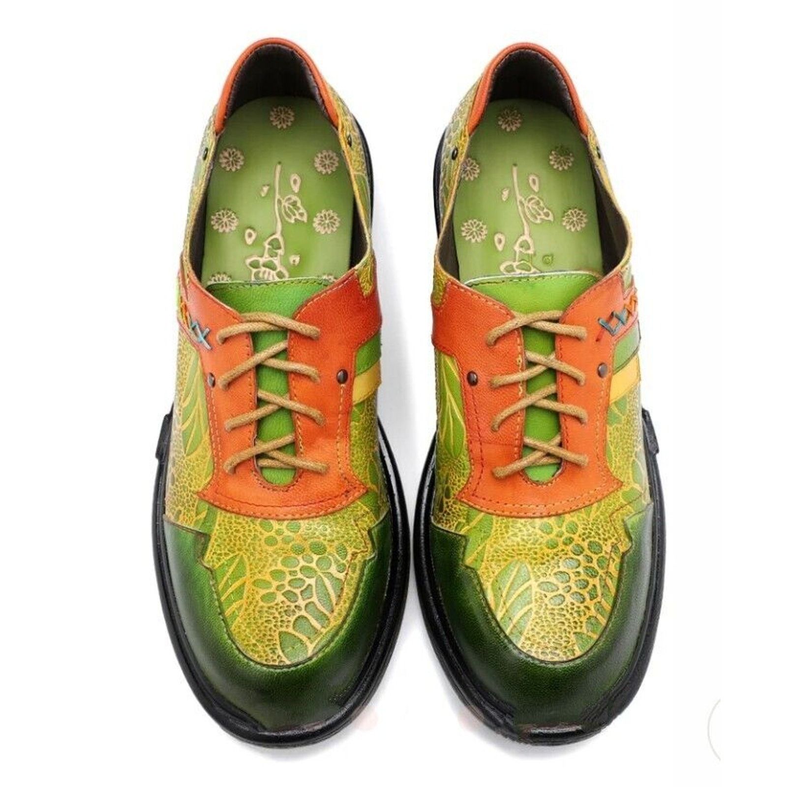 & Other Stories New BOHO Hand Printed Hippie Art Leather Oxford Shoes 5/6 36 Size US 6 / IT 36 - 4 Thumbnail