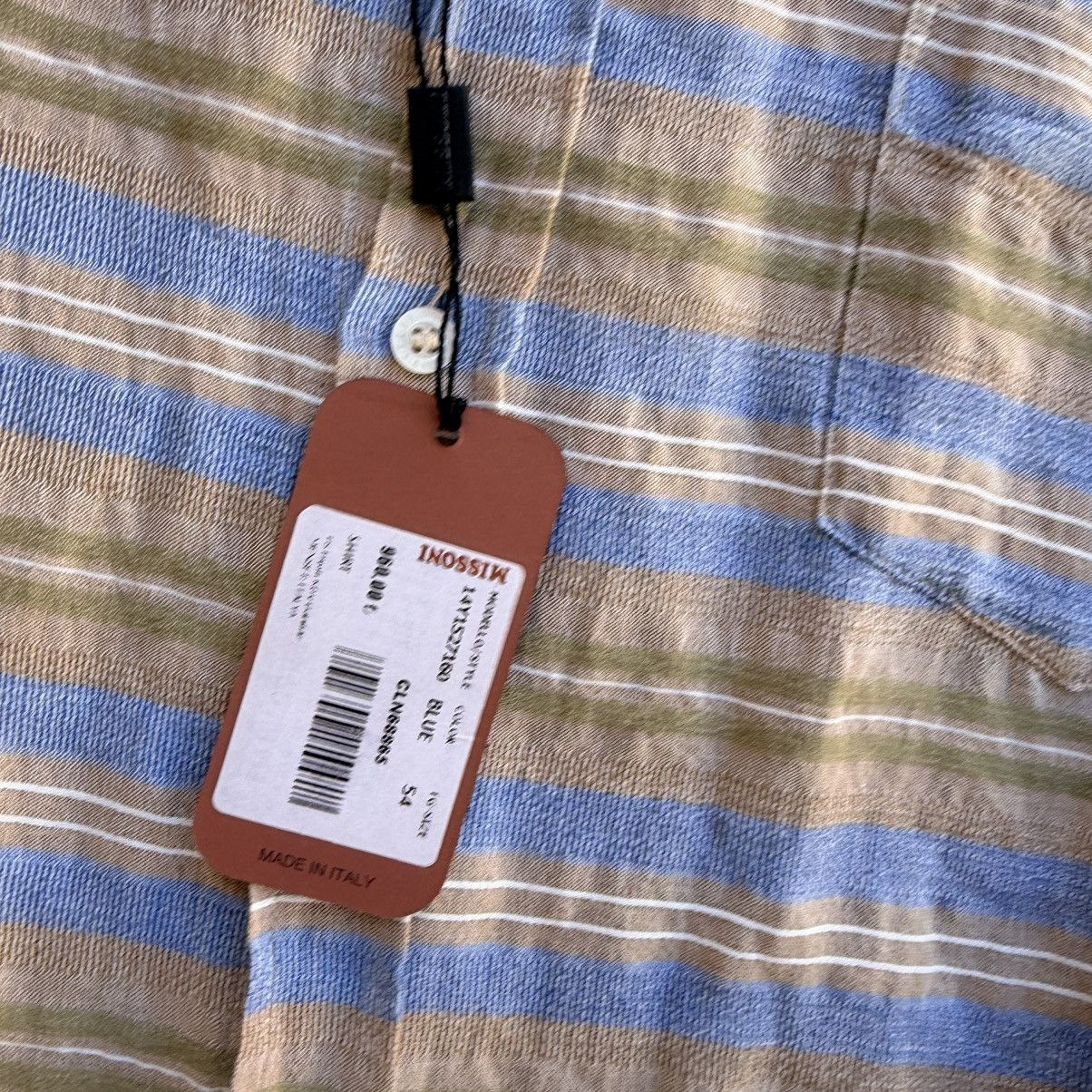 Missoni Missoni Orange Label Shirt Men Size 54 Linen Blend Striped Size US XL / EU 56 / 4 - 5 Thumbnail