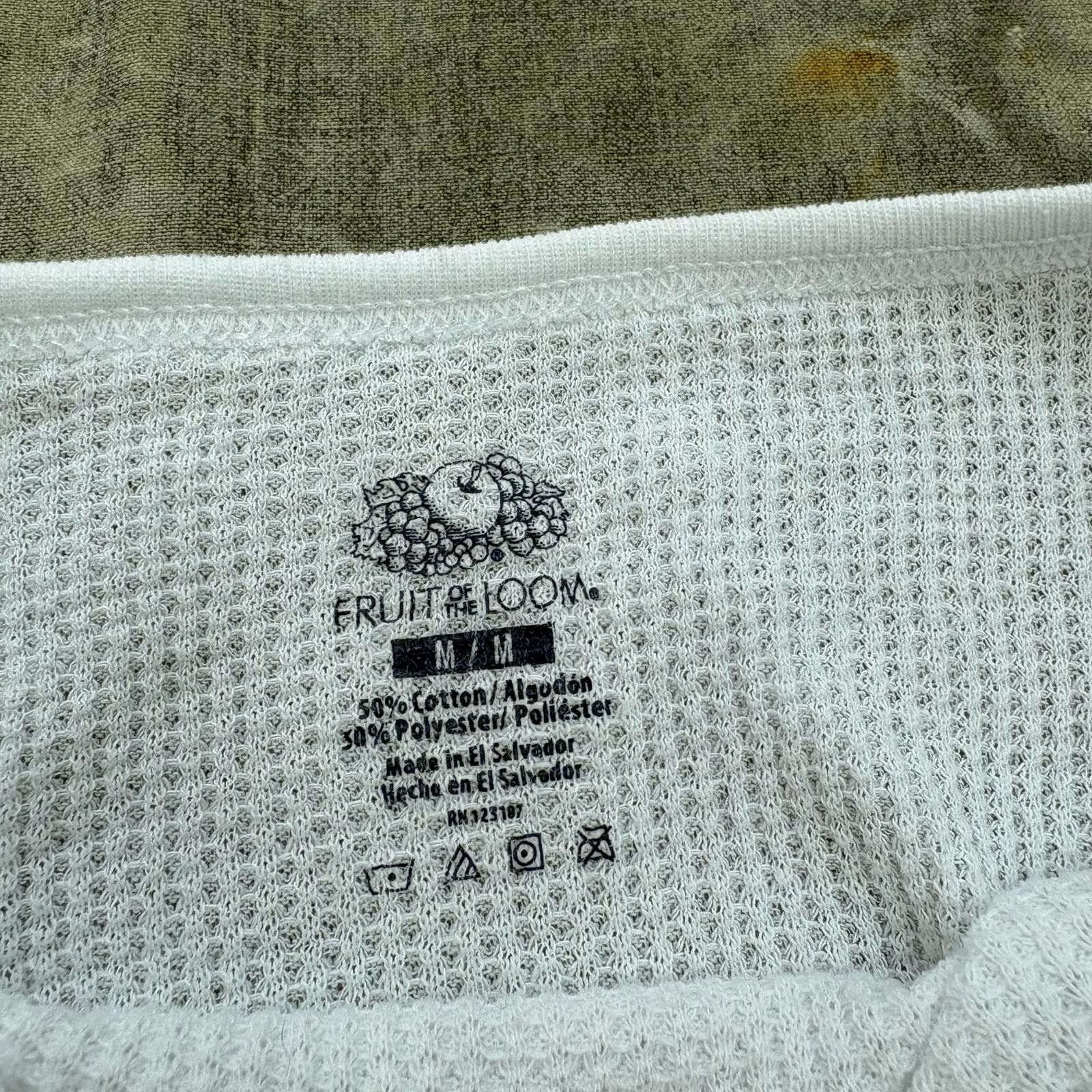 Fruit Of The Loom Vintage Y2K White Grunge Skater Thermal Waffle Knit Shirt Size M / US 6-8 / IT 42-44 - 2 Thumbnail