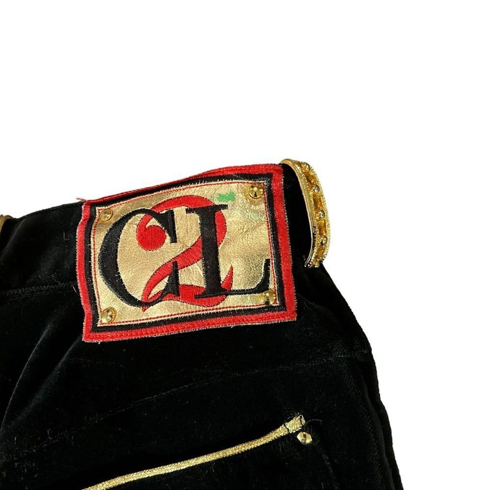 Christian Lacroix Christian Llinares Pants Womens 28 Black Velvet Straight Size 28" / US 6 / IT 42 - 7 Thumbnail