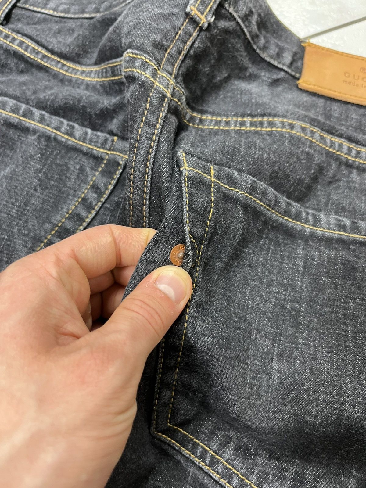 Gucci × Vintage Vintage Gucci regular dark goth raw denim jeans Size US 36 / EU 52 - 19 Thumbnail