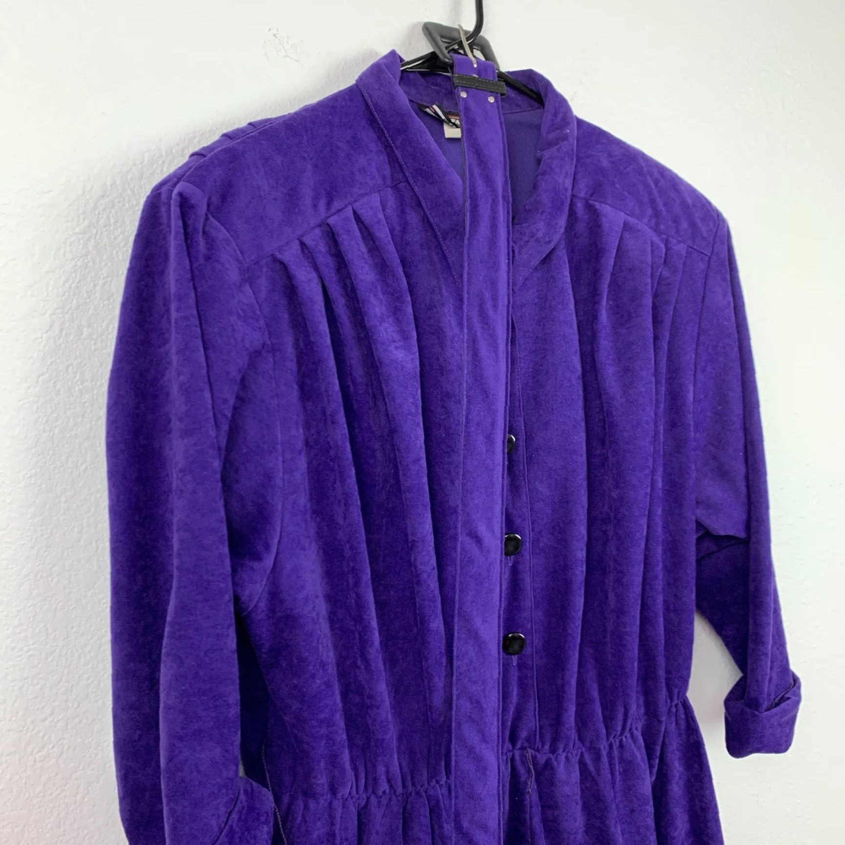 Vintage VINTAGE SL Fashions Faux Suede Deep Purple Button Shirt Dress 20W Plus 1980s 80s Day Dress Womens Size XXS / US 00 / IT 34 - 2 Thumbnail
