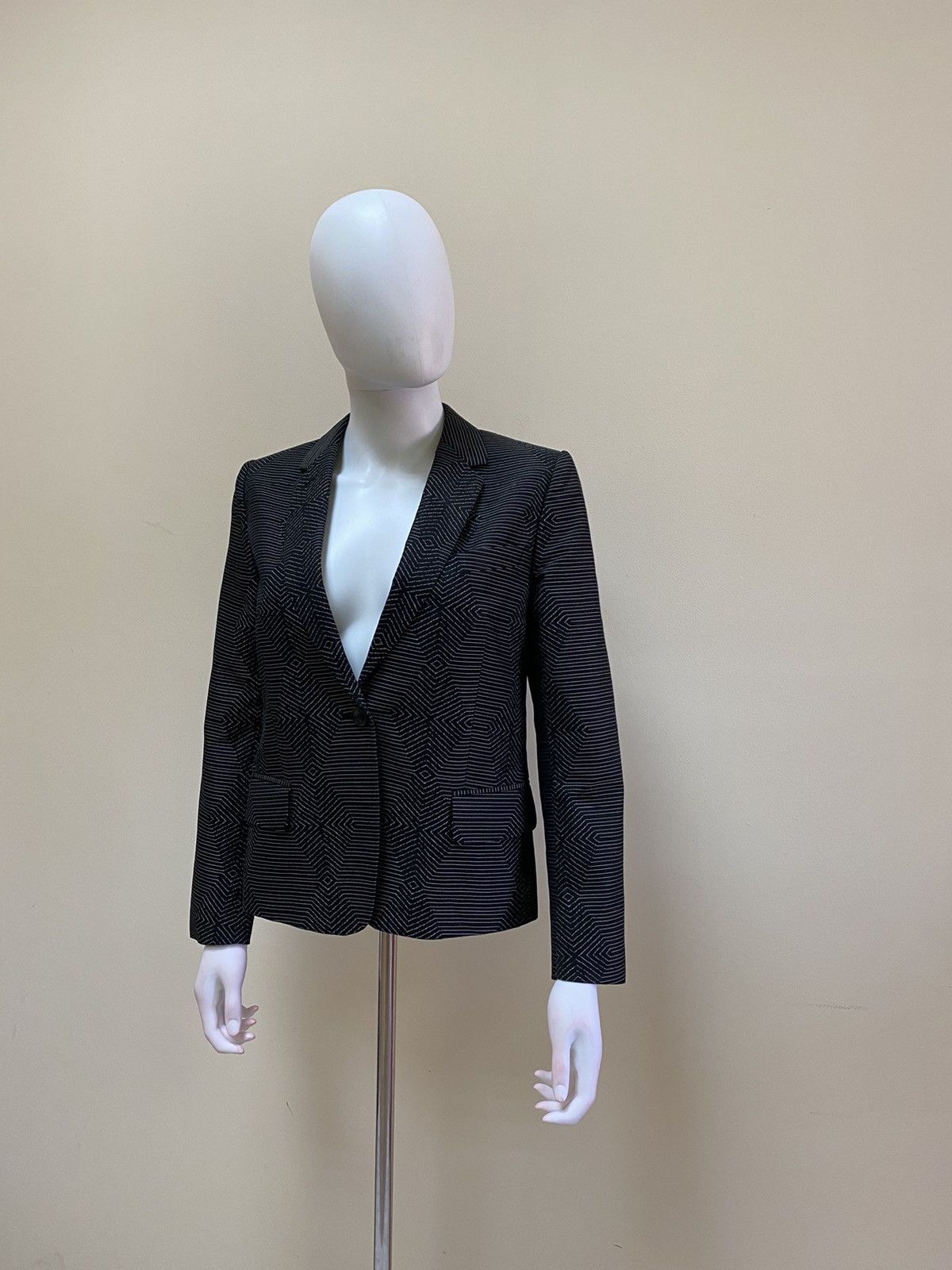 Dries Van Noten Dries Van Noten Black Geometric Print Blazer Size 36 Size XS / US 0-2 / IT 36-38 - 2 Thumbnail
