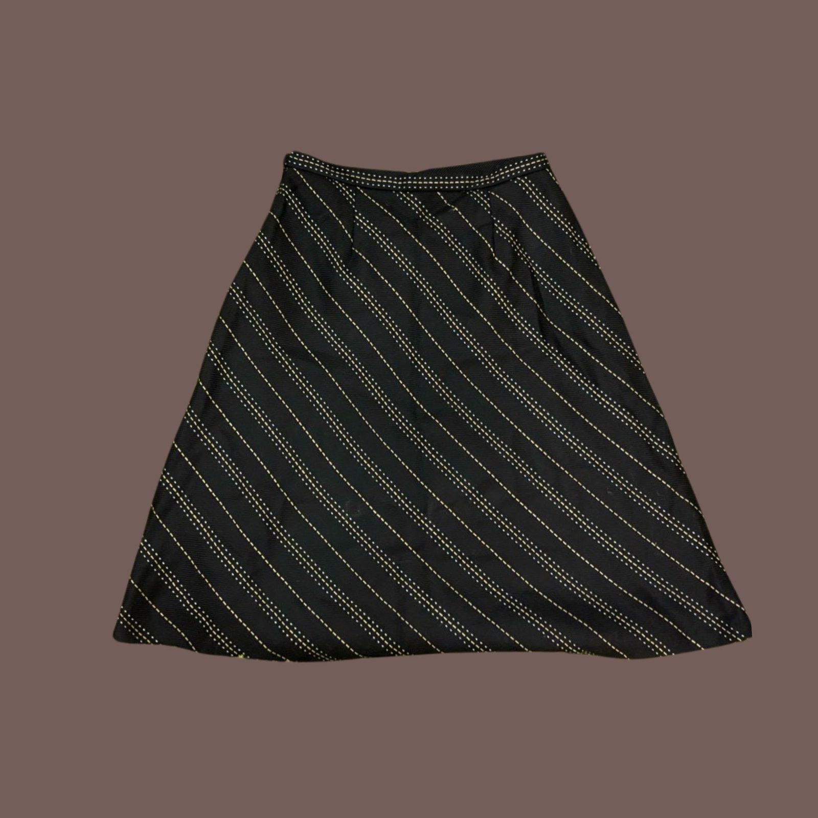 Vintage VTG Talbots Black Wool Diagonal Stitch A-Line Midi Skirt 10 Size 32" / US 10 / IT 46 - 2 Thumbnail