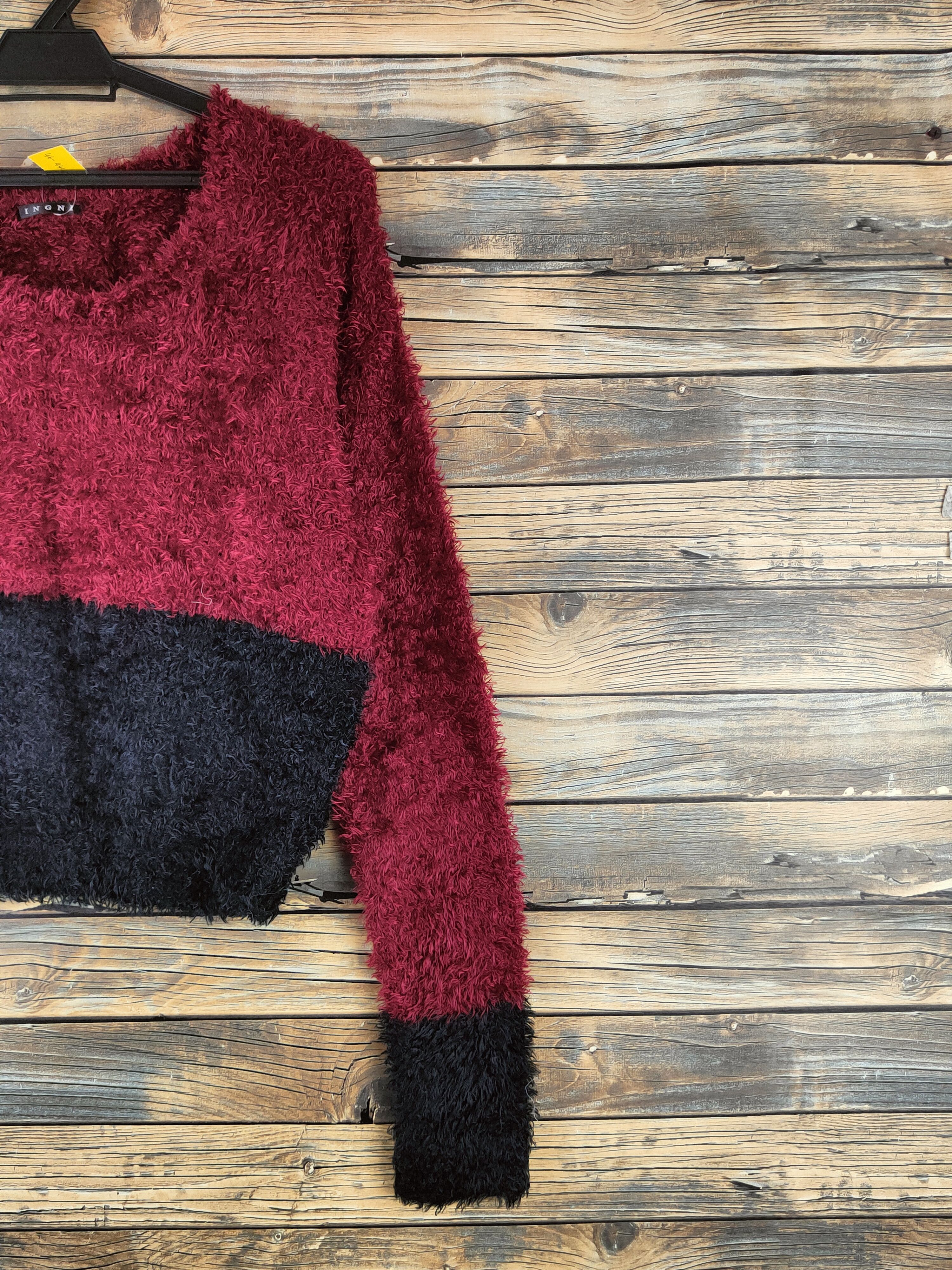 Japanese Brand DL Ingni Maroon Black Fur Mohair Knitwear Crop Tops #46-441 Size L / US 10 / IT 46 - 5 Thumbnail