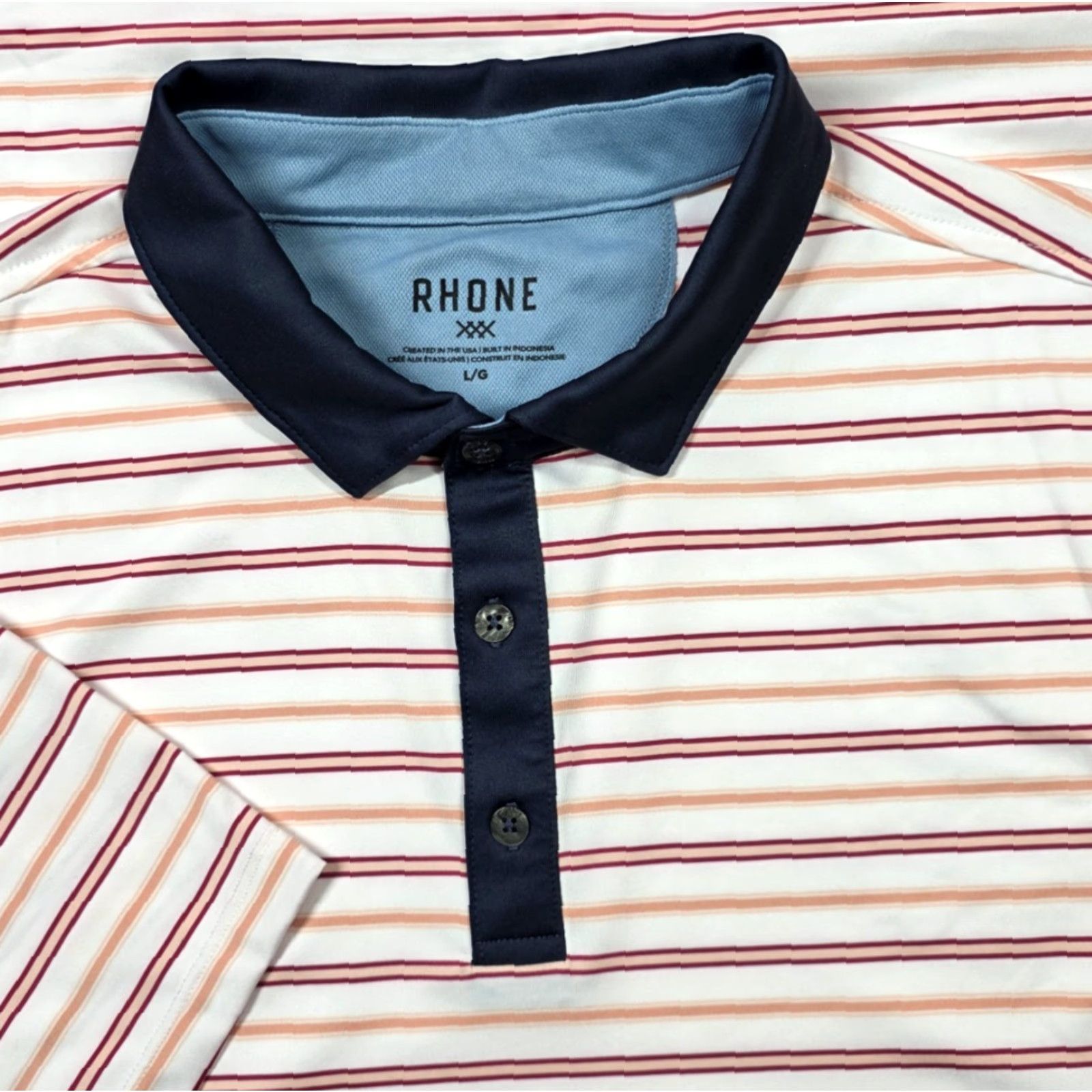 Rhone Rhone Polo Shirt Mens Sx Striped White Multicolor Performance Golf Stretch Polo Shirt Mens XS-XL? Size US L / EU 52-54 / 3 - 2 Thumbnail