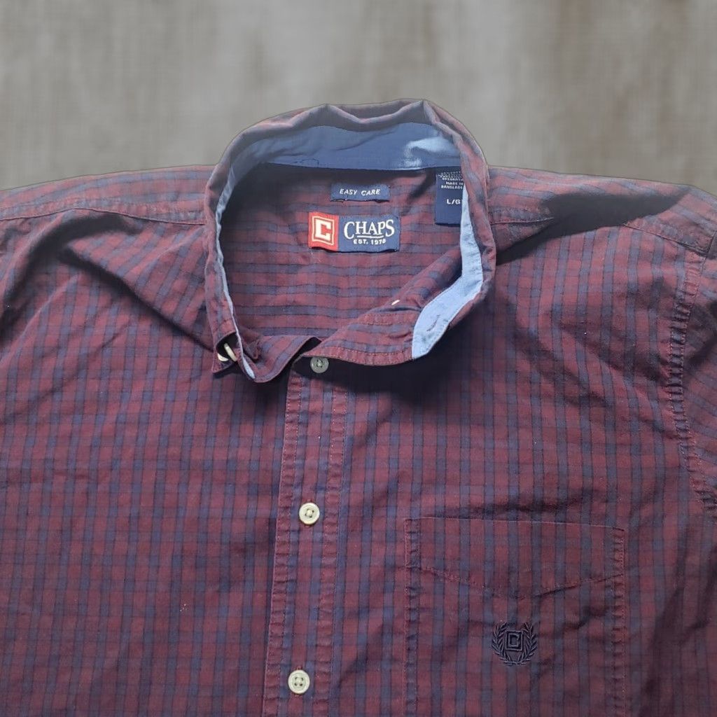 Chaps Chaps Shirt Easy Care Button-Up Purple Plaid Long Sleeve Men's Large M XL? Size US M / EU 48-50 / 2 - 1 Thumbnail