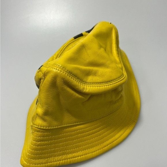 Rhude Rhude Logo Leather Bucket Hat Yellow Black Size ONE SIZE - 3 Thumbnail