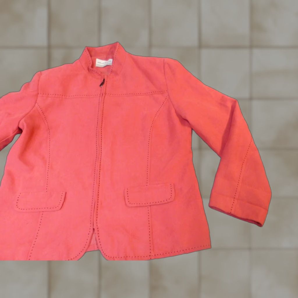 Vintage Alfred Dunner Jacket 14P Pink Full Zip Womens Petite Casual Knit Embroidered Solid Mid-Length Long Sleeve Regular Jacket Size XL / US 12-14 / IT 48-50 - 1 Thumbnail