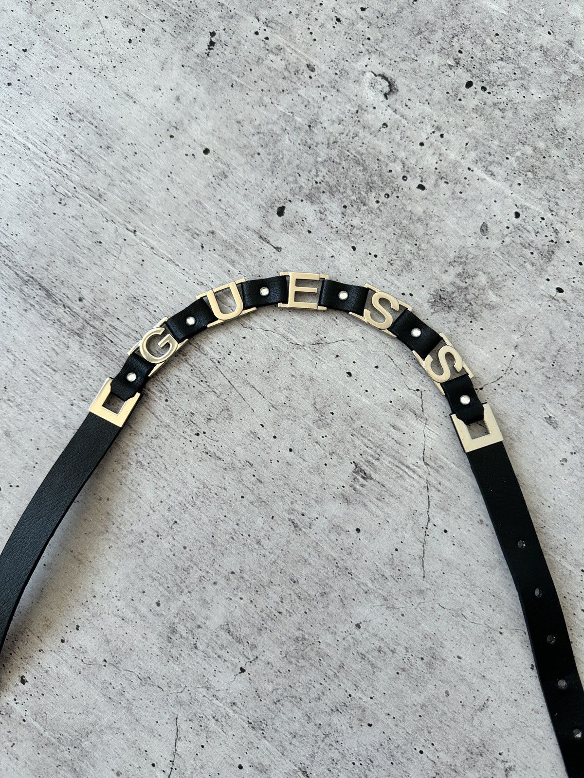 Guess Guess Black Faux Leather Belt Silver “GUESS” Buckle Size ONE SIZE - 3 Thumbnail