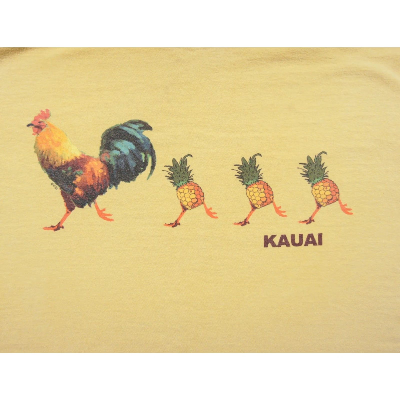 Vintage Crazy Shirts Mens L Yellow Hawaii Hakuai Graphic Tee Chicken Pineapple Adult Shirt Size US L / EU 52-54 / 3 - 2 Thumbnail