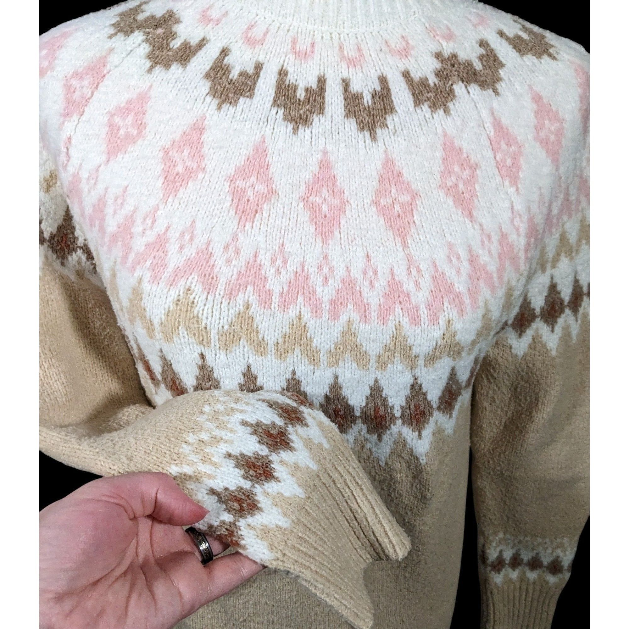 Rachel Zoe Rachel Zoe Retro White Pink And Tan Pullover Sweater Size XS Size XS / US 0-2 / IT 36-38 - 3 Thumbnail