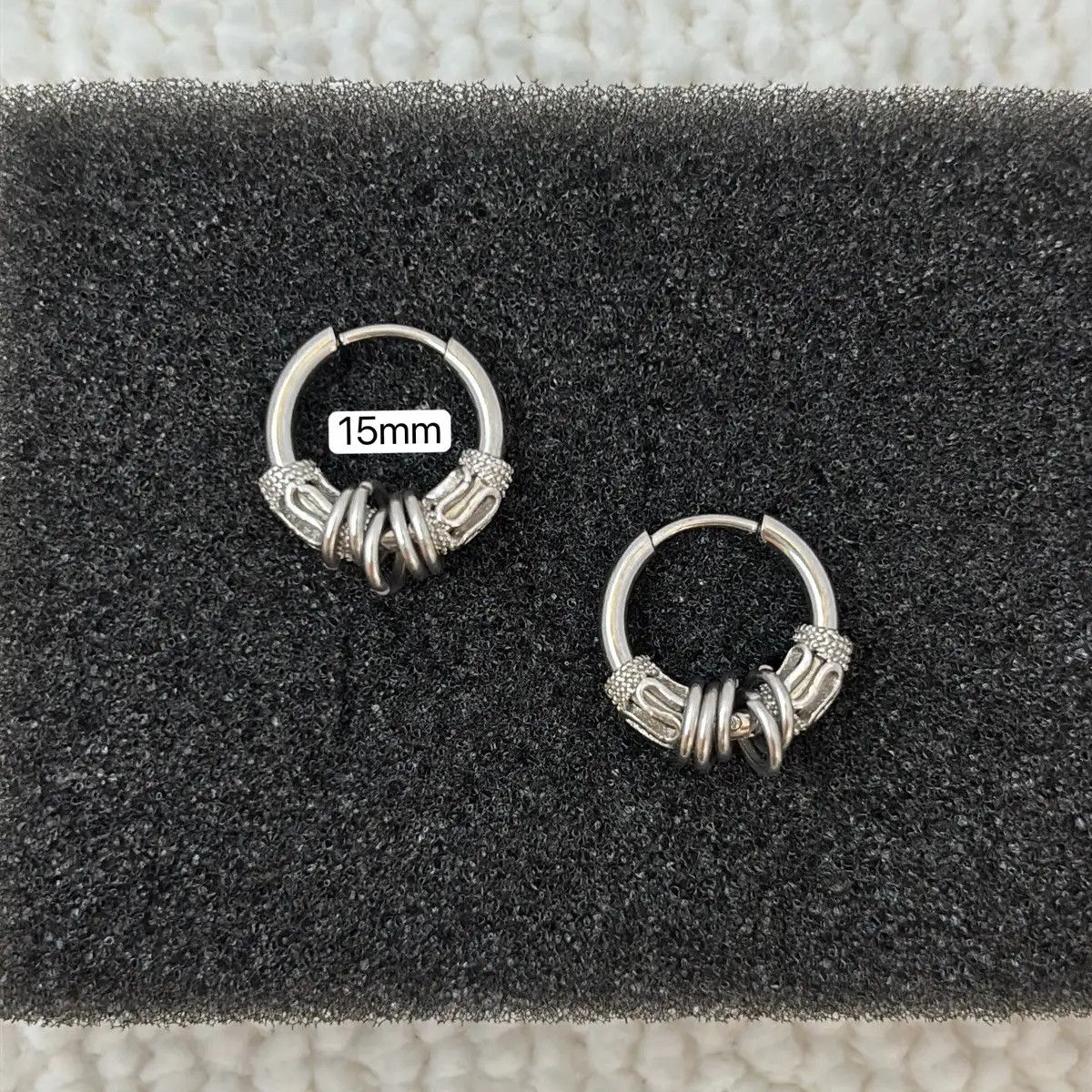 Jewelry 15mm Small Silver Hoop Earrings for Men Women Hip Hop Punk Size ONE SIZE - 3 Thumbnail