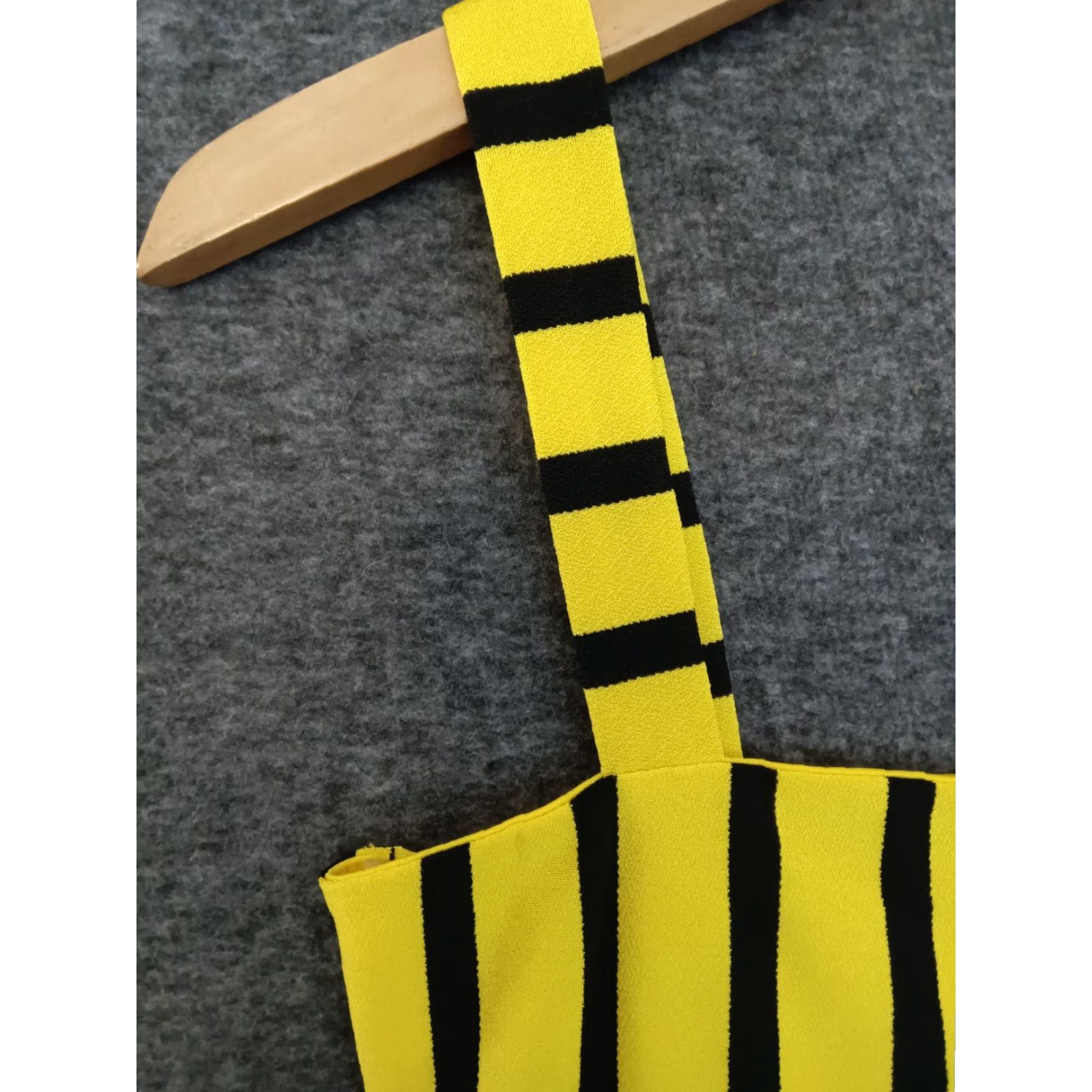 Vintage Codigo Women's One Piece Swimsuit Street Striped Black Yellow S Size ONE SIZE - 6 Thumbnail