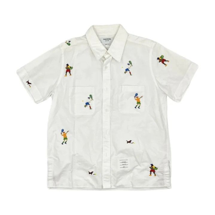 Thom Browne Thom Browne White Casual Short Sleeve Shirt Size US M / EU 48-50 / 2 - 1 Thumbnail