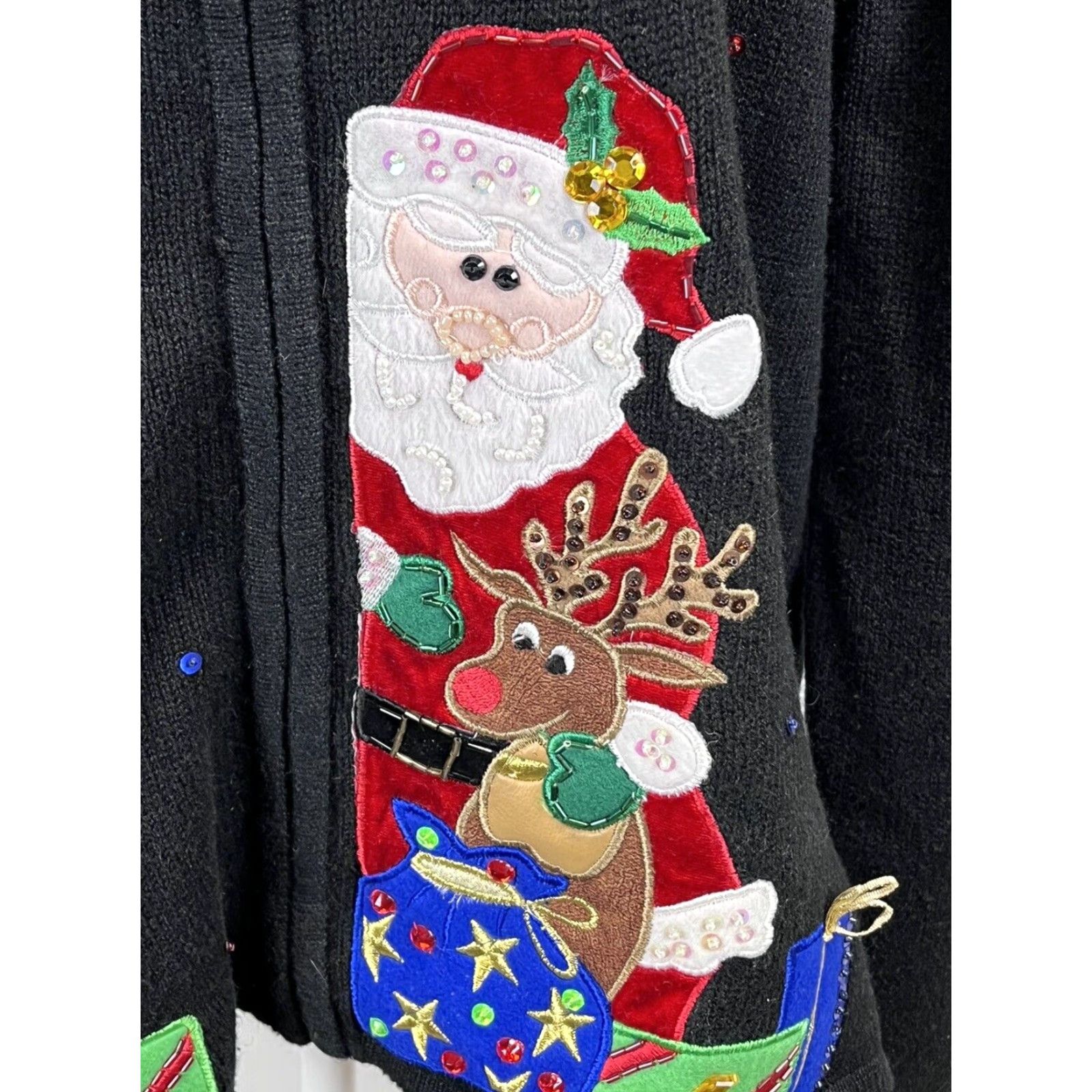 Vintage VINTAGE Heirloom Collectibles Christmas Cardigan Sweater XL Black Ugly Sweater 90s Holiday Womens Size XL / US 12-14 / IT 48-50 - 5 Thumbnail