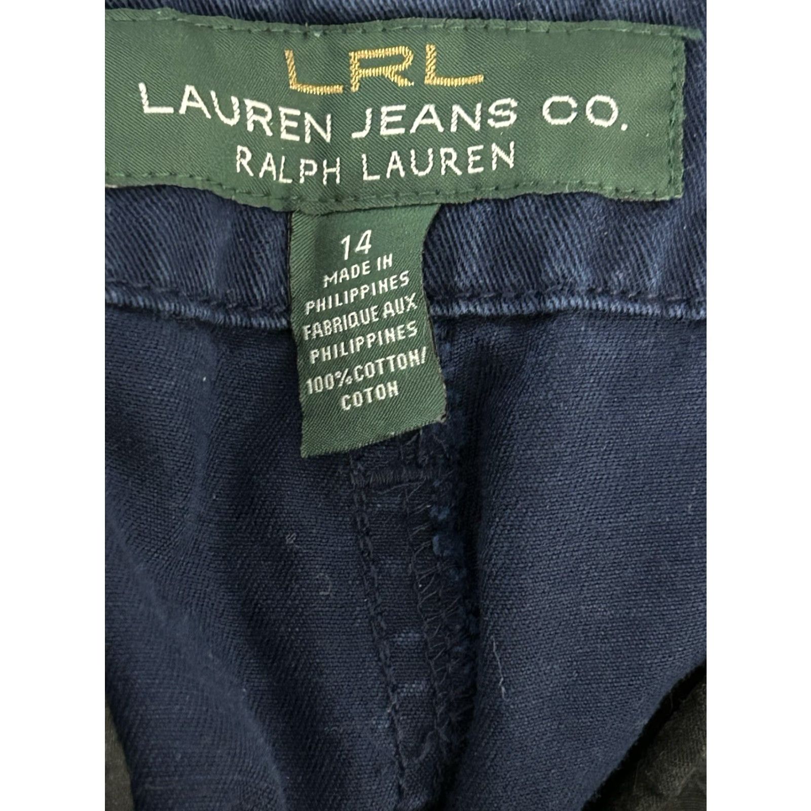 Ralph Lauren Lauren Ralph Lauren Women's Chino Shorts Flat Front High-Rise 14 Blue Cotton Canvas Button Zipper Pockets Casual Womens Size 36" / US 14 / IT 50 - 6 Thumbnail