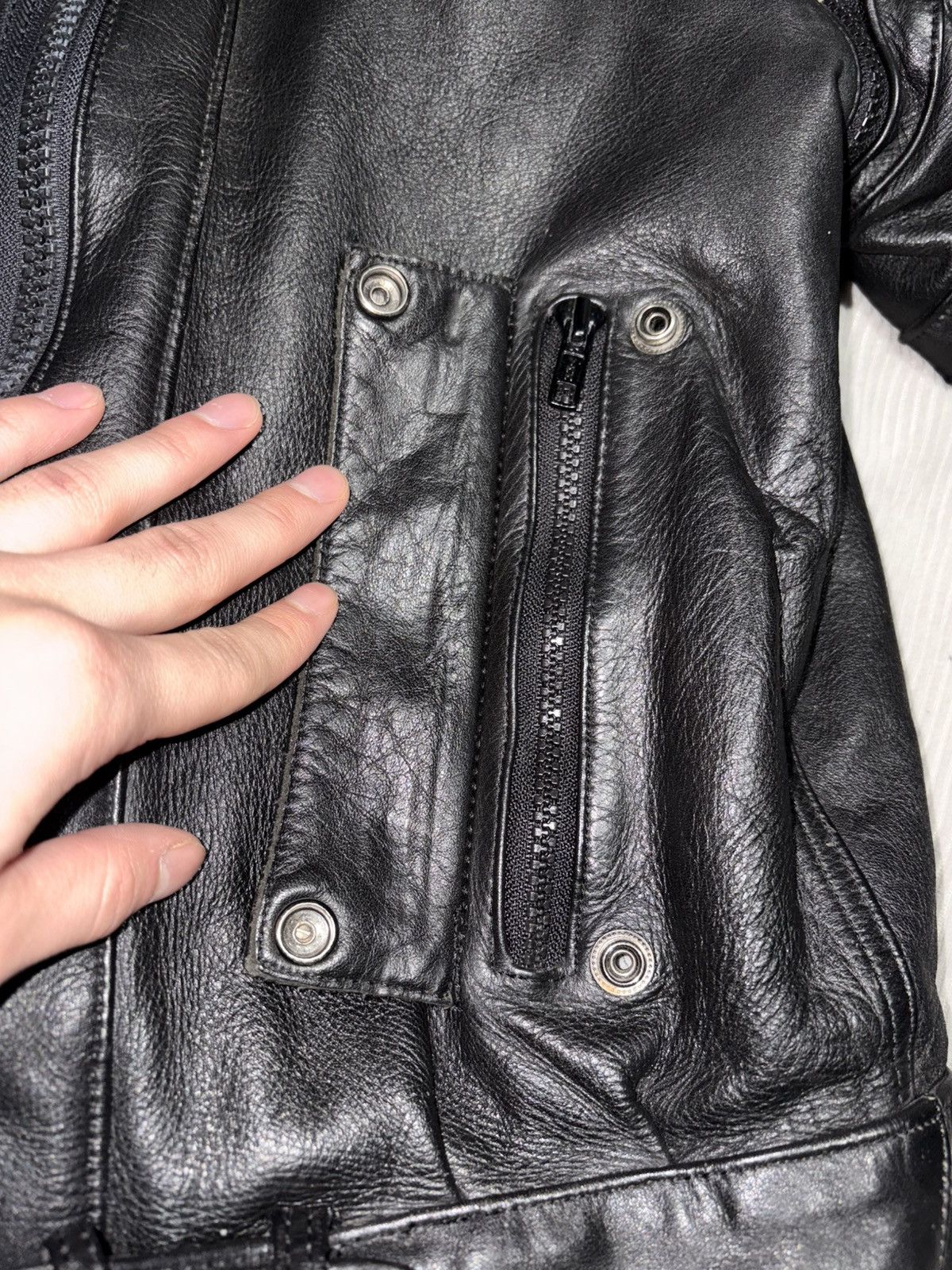 Vintage Vintage German Leather Motorcycle Jacket Etches Leder padded Size US S / EU 44-46 / 1 - 12 Thumbnail