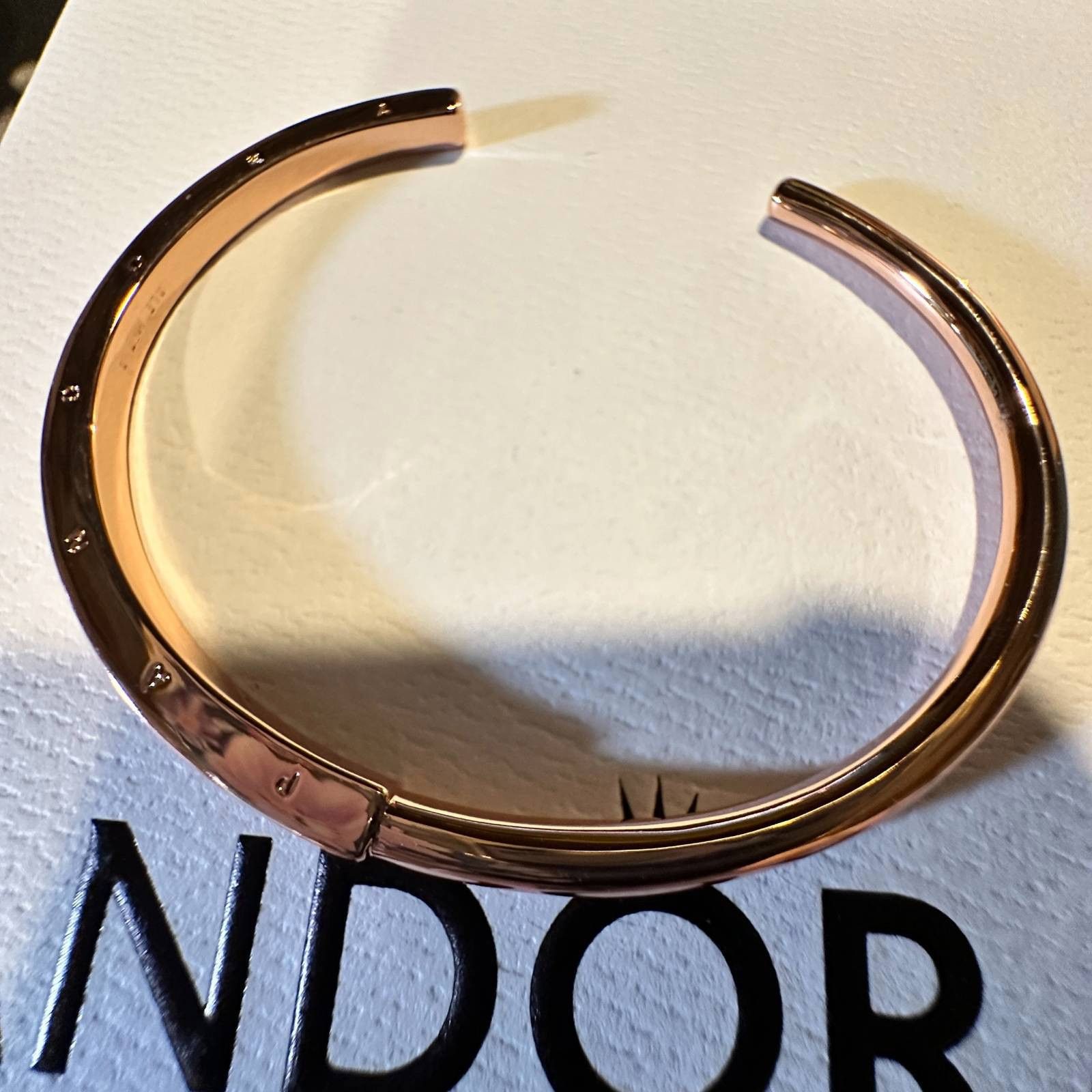 pandora Authentic Pandora SIGNATURE I. D. OPEN BANGLE, ROSE GOLD SZ Size ONE SIZE - 3 Thumbnail