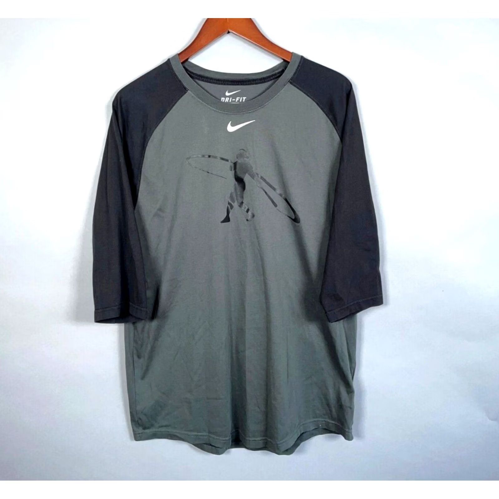 Nike VINTAGE Nike Ken Griffey Jr. Baseball Shirt Mens Large Gray Black 3/4 Sleeve Dri Fit Size US L / EU 52-54 / 3 - 2 Thumbnail