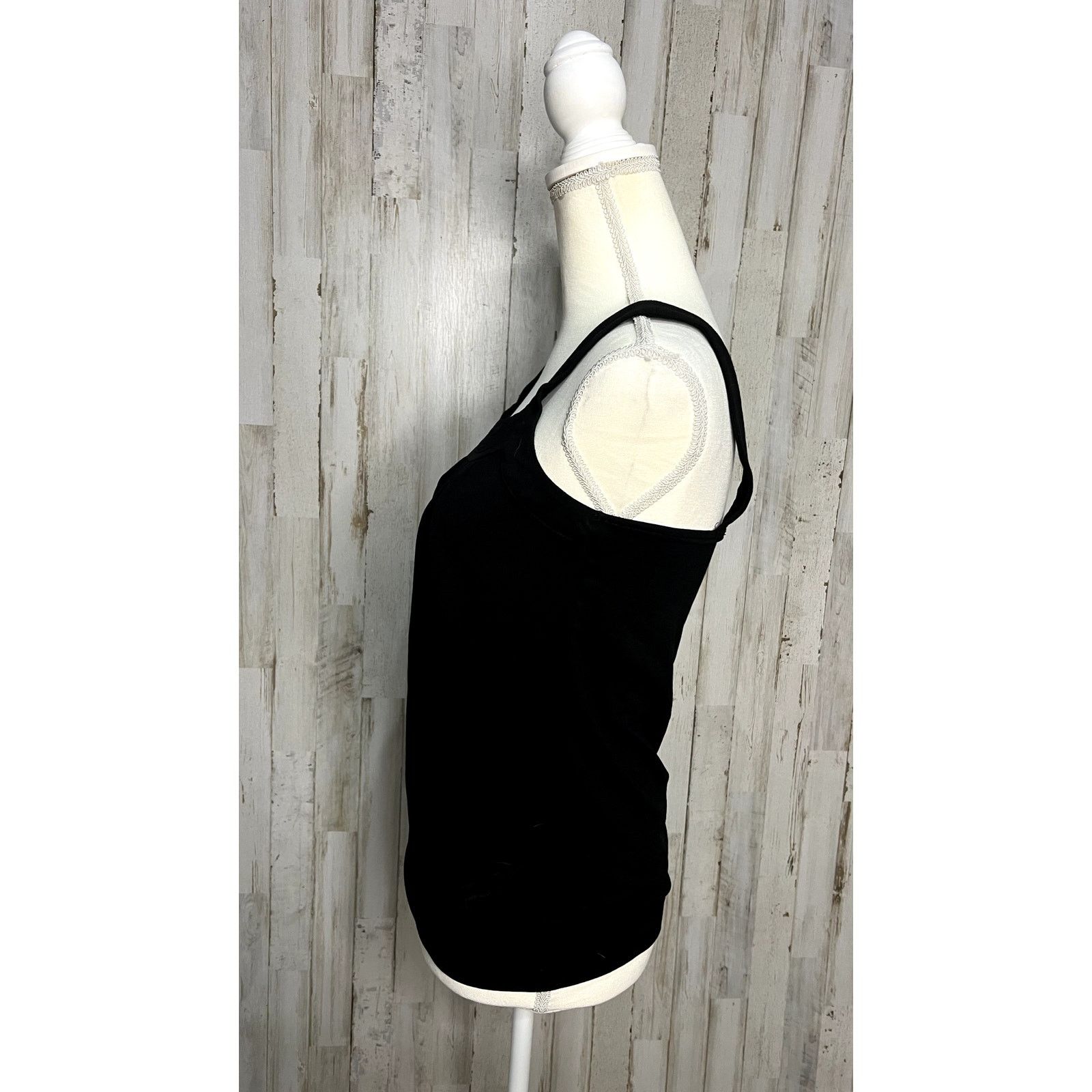 White House Black Market WHBM Women's XS Black Draped Square Neck Tank Top Size XS / US 0-2 / IT 36-38 - 6 Thumbnail
