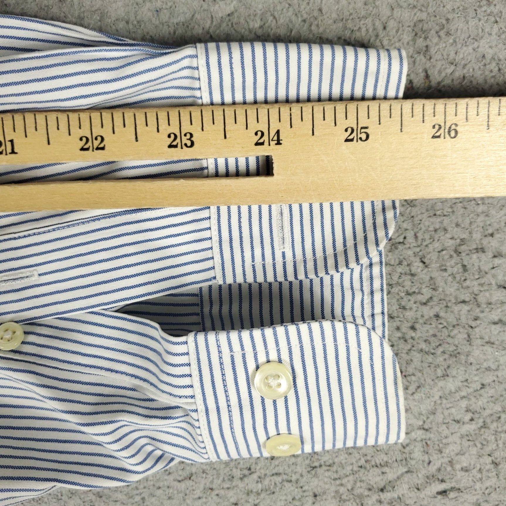 Brooks Brothers Brooks Brothers Shirt Mens 17 Blue Striped Traditional Fit Dress Button Up Size 46R - 6 Thumbnail