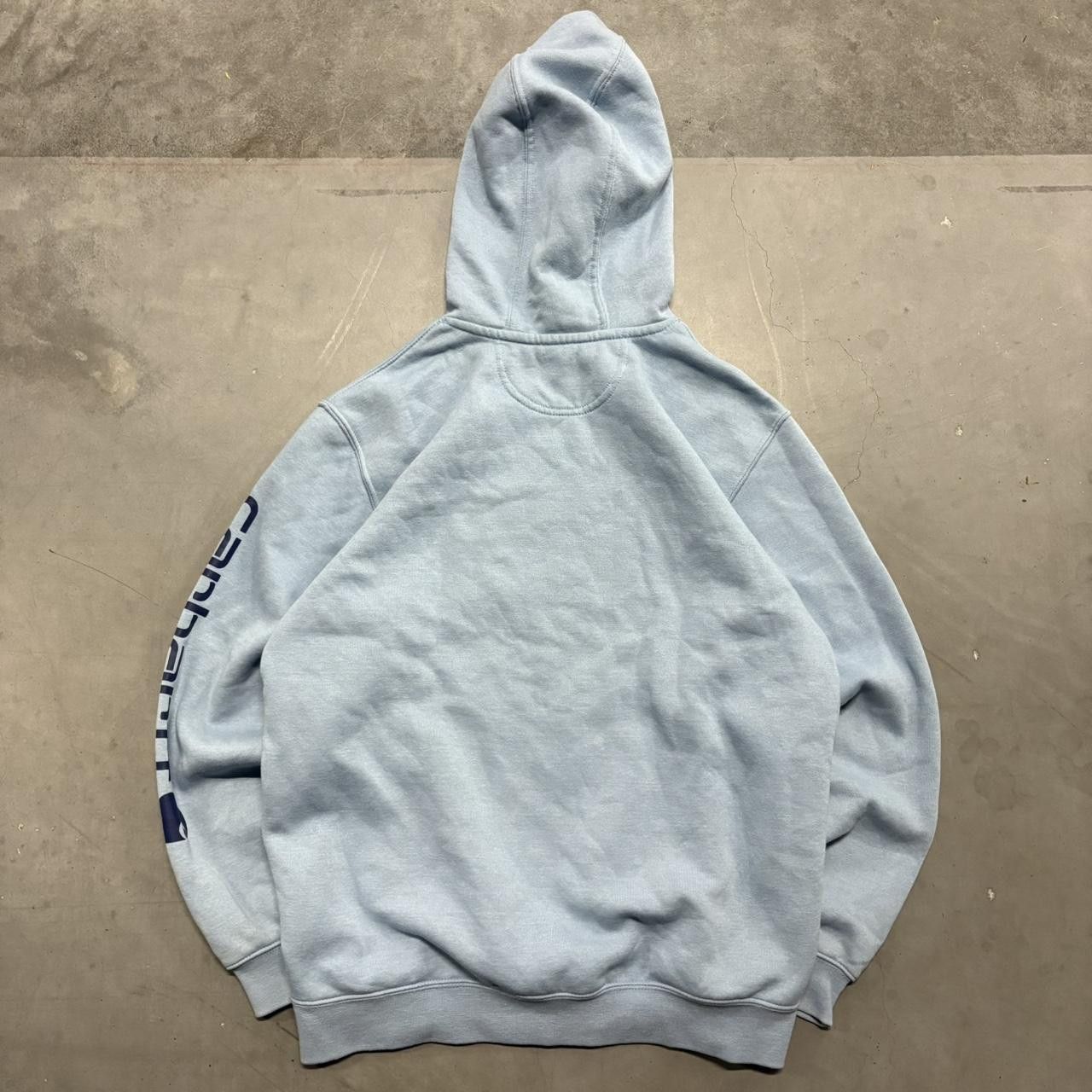 Carhartt Crazy Vintage Y2K/2000s Carhartt Loose Fit Faded Blue Workwear Skater Hoodie! Size US M / EU 48-50 / 2 - 3 Thumbnail