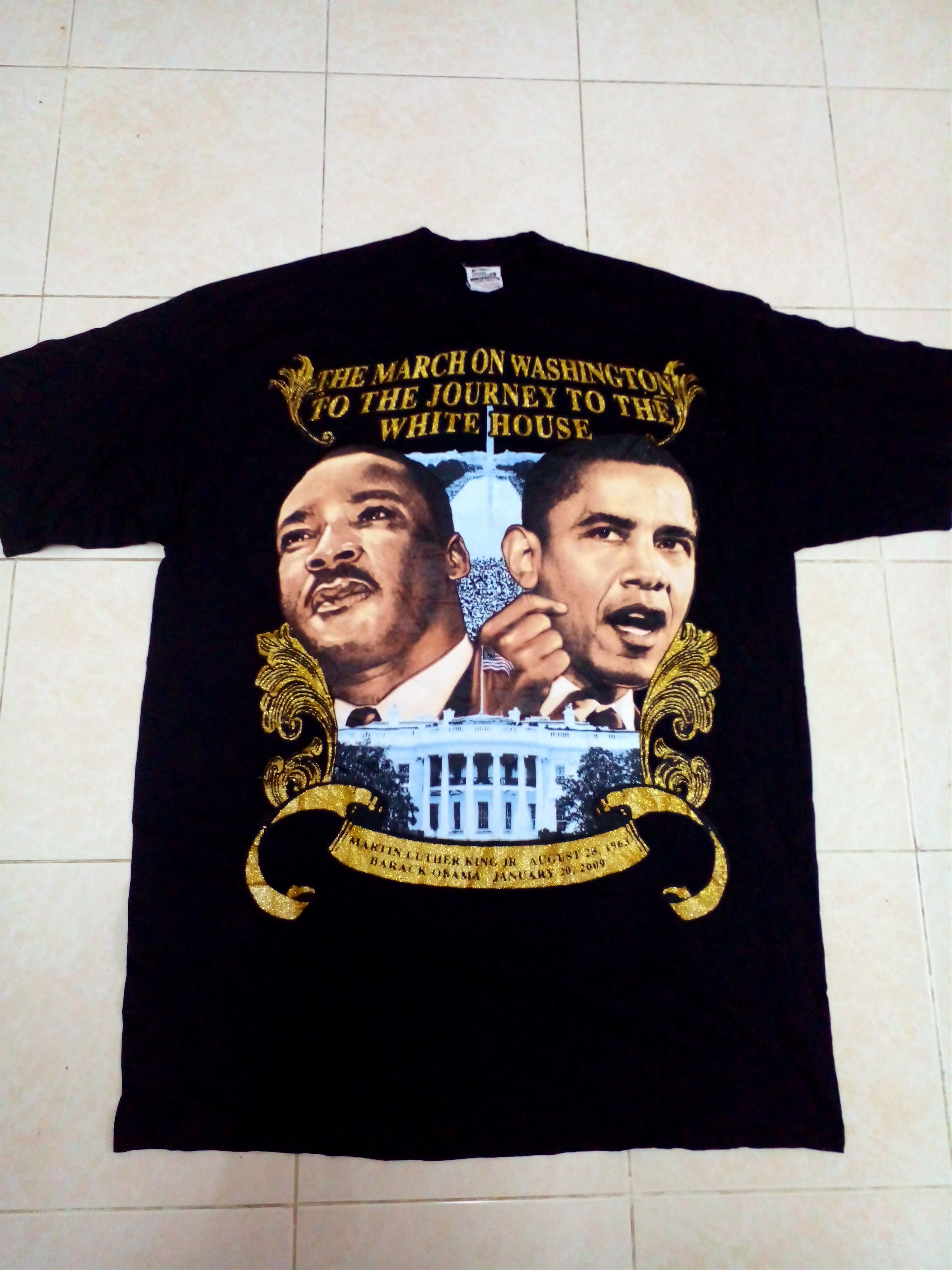 image of Deadstock x Obama Jumbo Size Vintage Obama X Mlk " March To Washington T-Shirt in Black, Men's