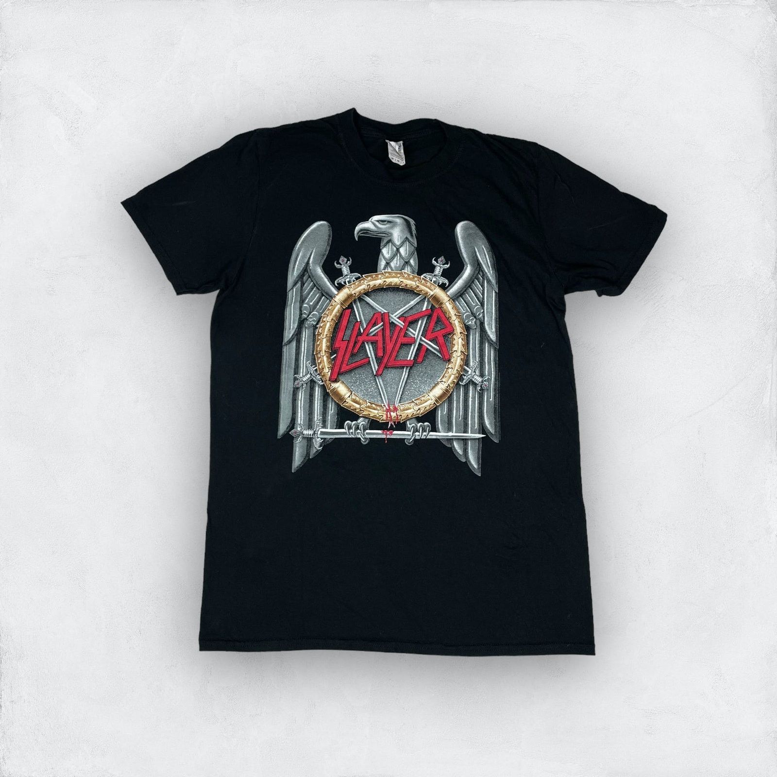 Band Tees × Gildan Gildan Men's Cotton Slayer Silver Eagle Pullover T-Shirt M Size US M / EU 48-50 / 2 - 1 Thumbnail