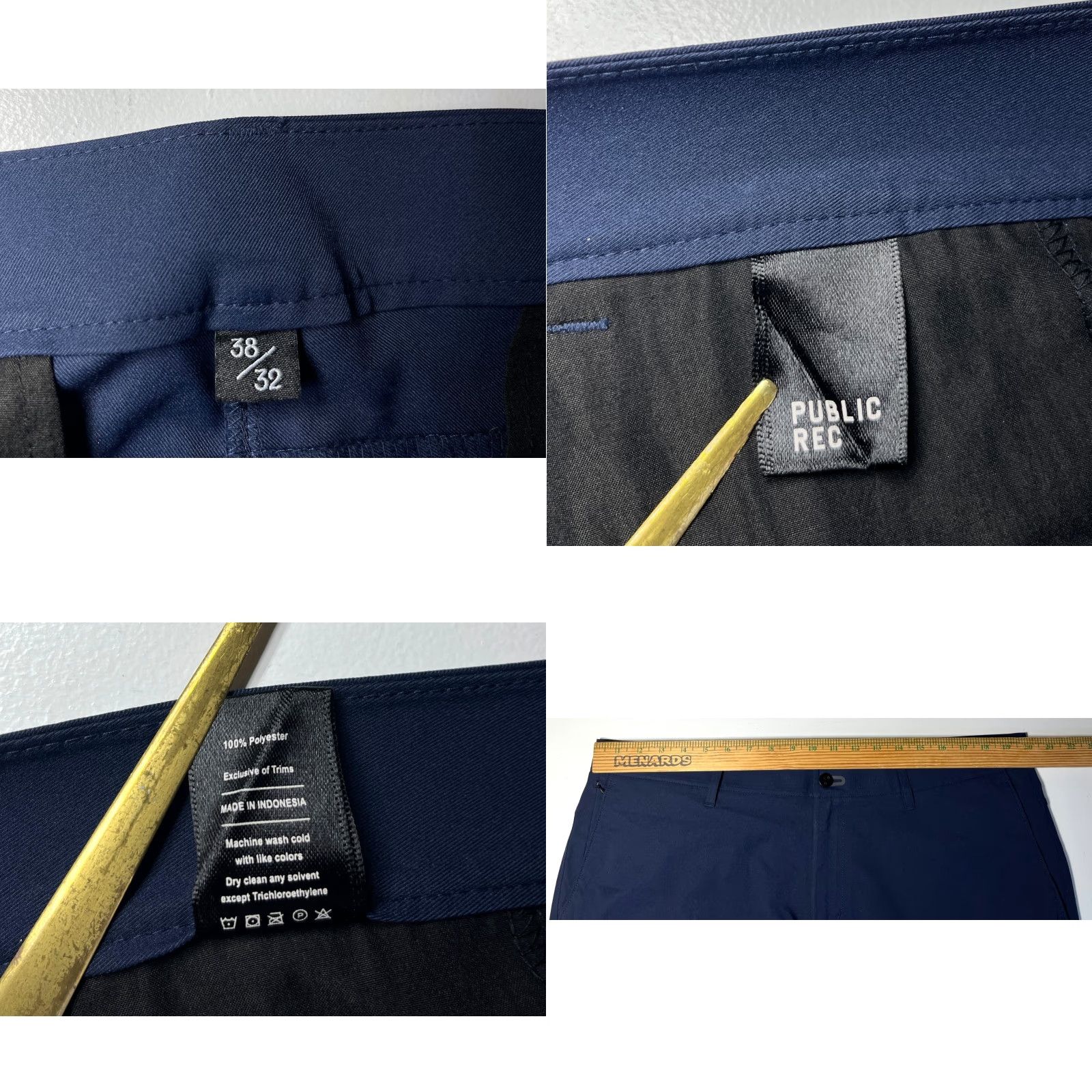 Vintage VINTAGE Public Rec Pants Navy 38x30 Chino City Preppy Mens Regular Straight Front Zip Polyester 30 Inseam Stretch Pockets Size US 38 / EU 54 - 8 Thumbnail