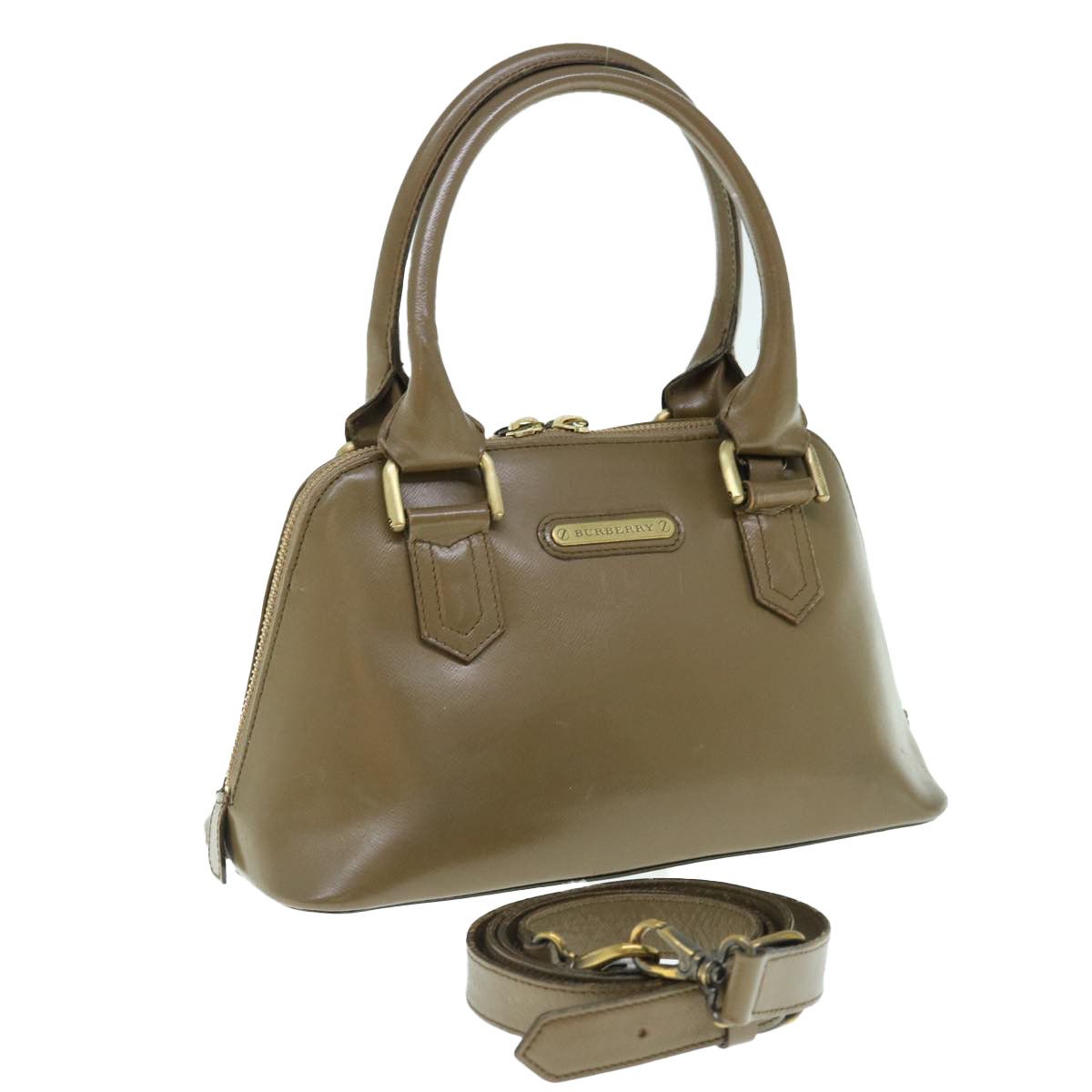 image of Burberry Hand Bag Leather 2Way Brown Auth Am5601, Women's