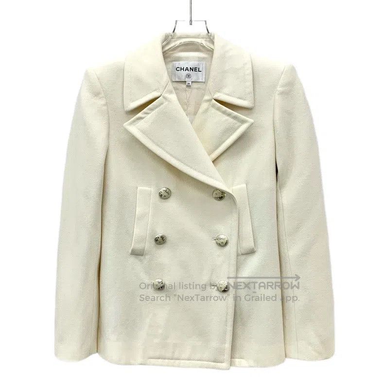 Chanel Chanel Earth Series Beige Wool Lapel Double-breasted Long- Size XXS / US 00 / IT 34 - 1 Thumbnail