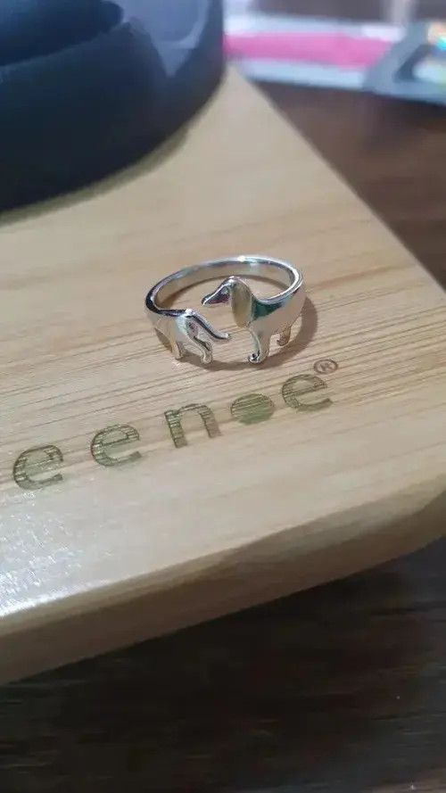 Jewelry x Ring Gold Plated Cute Dog Adjustable Ring in Silver, Men's