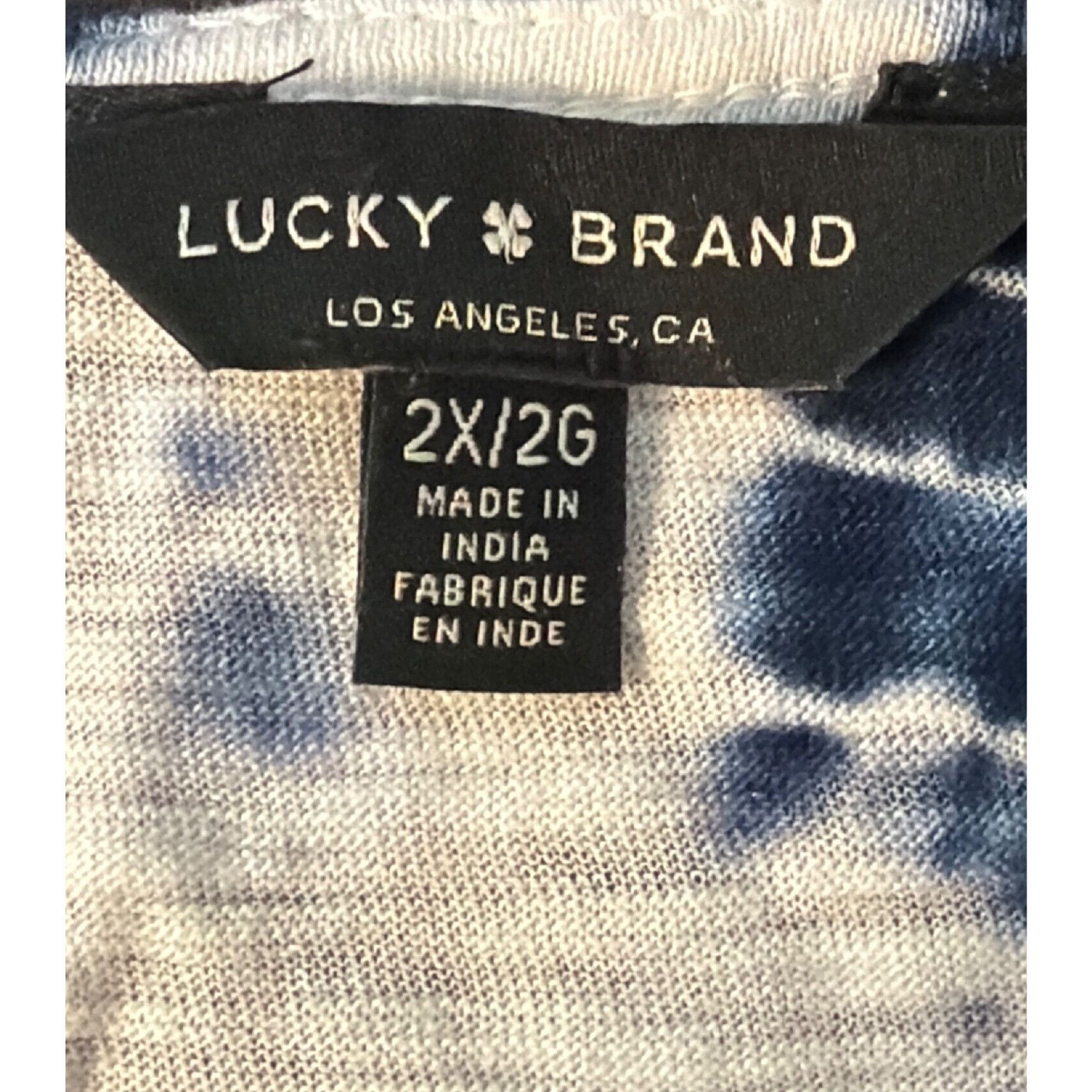 Lucky Brand Lucky Brand Tie Dye Split Neck Top Blue White Front Tie Cap Size XXL / US 16-18 / IT 52-54 - 4 Thumbnail