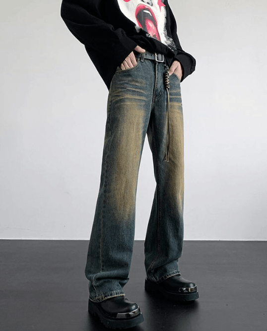 Japanese Brand × Jean Men's y2k straight loose washed distressed jeans Size US 32 / EU 48 - 1 Thumbnail