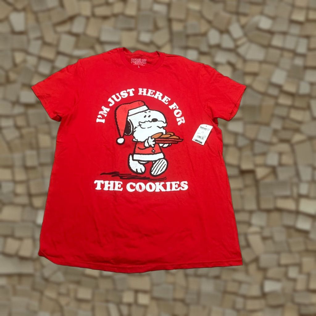 Peanuts Peanuts Shirt Mens Large Red I'm Just here for the Cookies Snoopy T-Shirt Size US L / EU 52-54 / 3 - 1 Thumbnail
