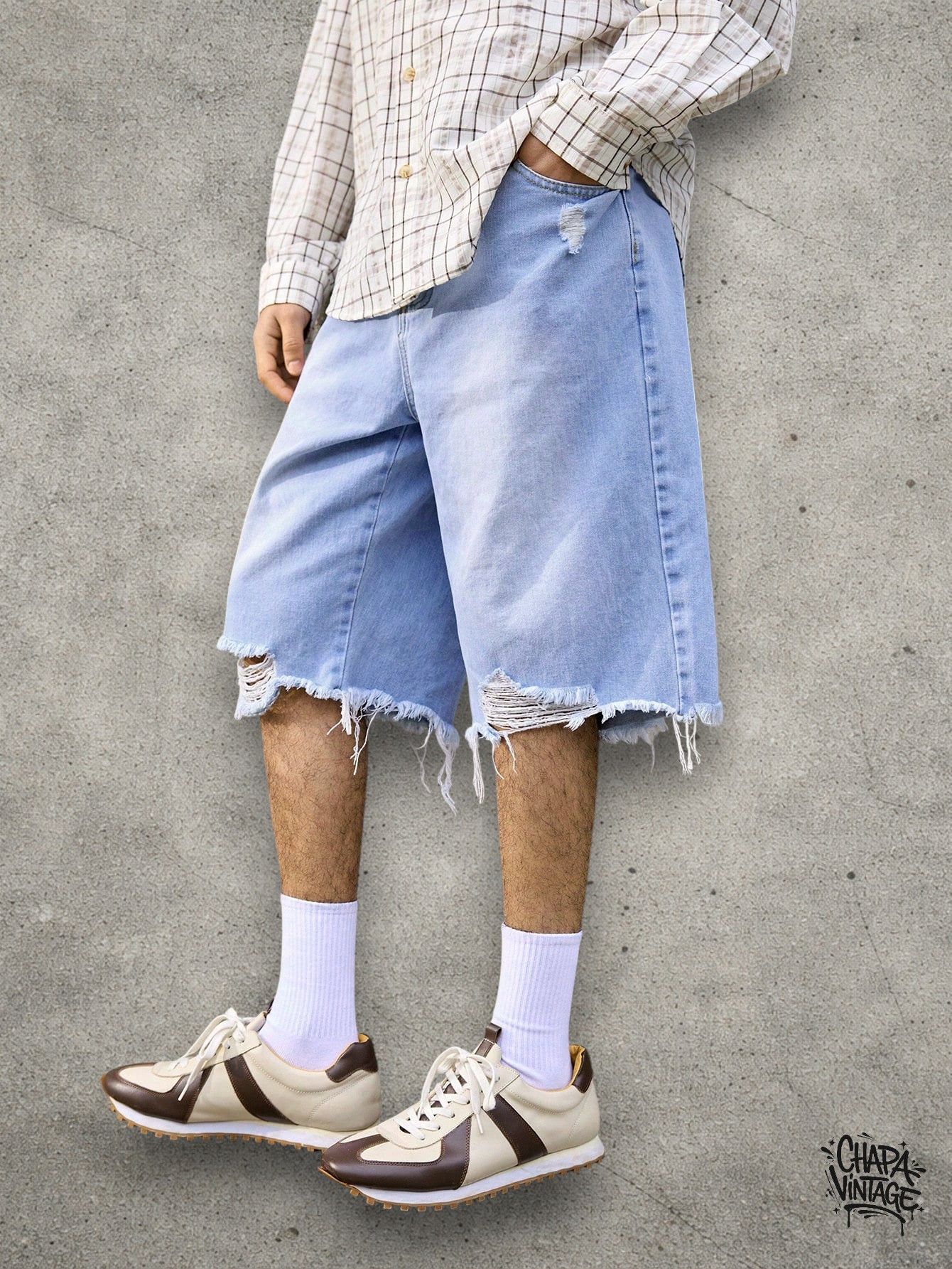 Vintage Distressed light blue shorts Size US 32 / EU 48 - 1 Thumbnail