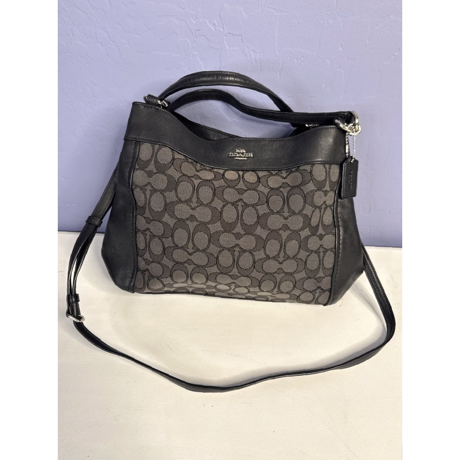 Coach Coach Bag Small Lexi F29548 Canvas Black Gray Jacquard Crossbody Leather Purse Size ONE SIZE - 2 Thumbnail