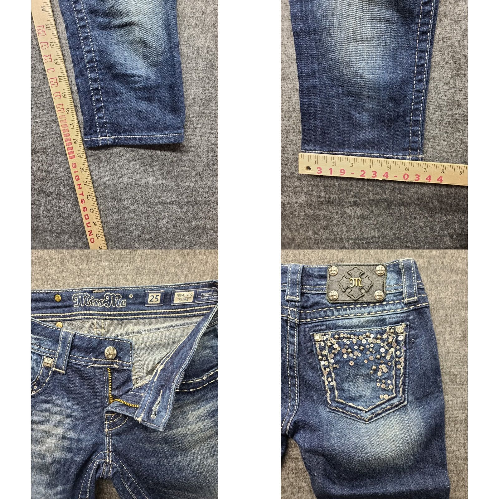 Miss Me Miss Me Capris Womens 25 Regular Low Rise Embroidered Rhinestone Denim Jeans American Cowboy Western Theme Girls Womens Size ONE SIZE - 8 Thumbnail