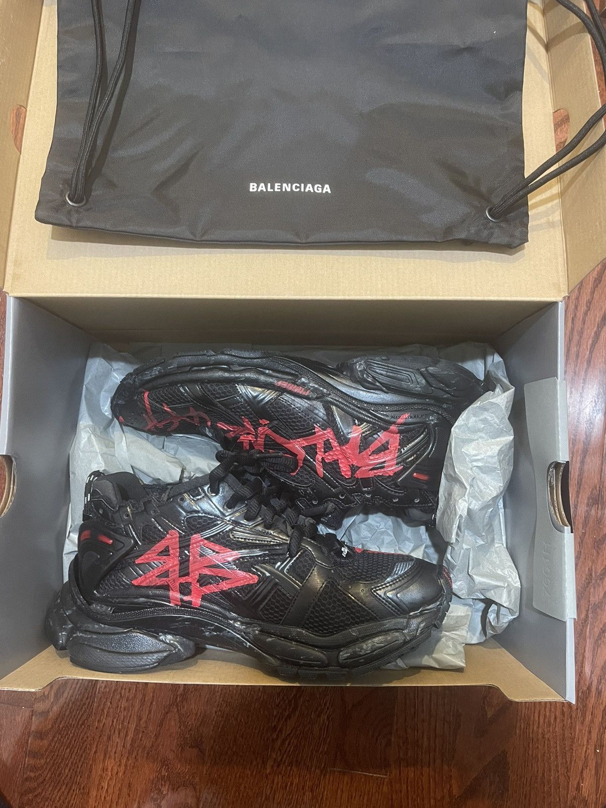 image of Balenciaga Graffiti Runners 2023 Shoes in Black, Men's (Size 10)