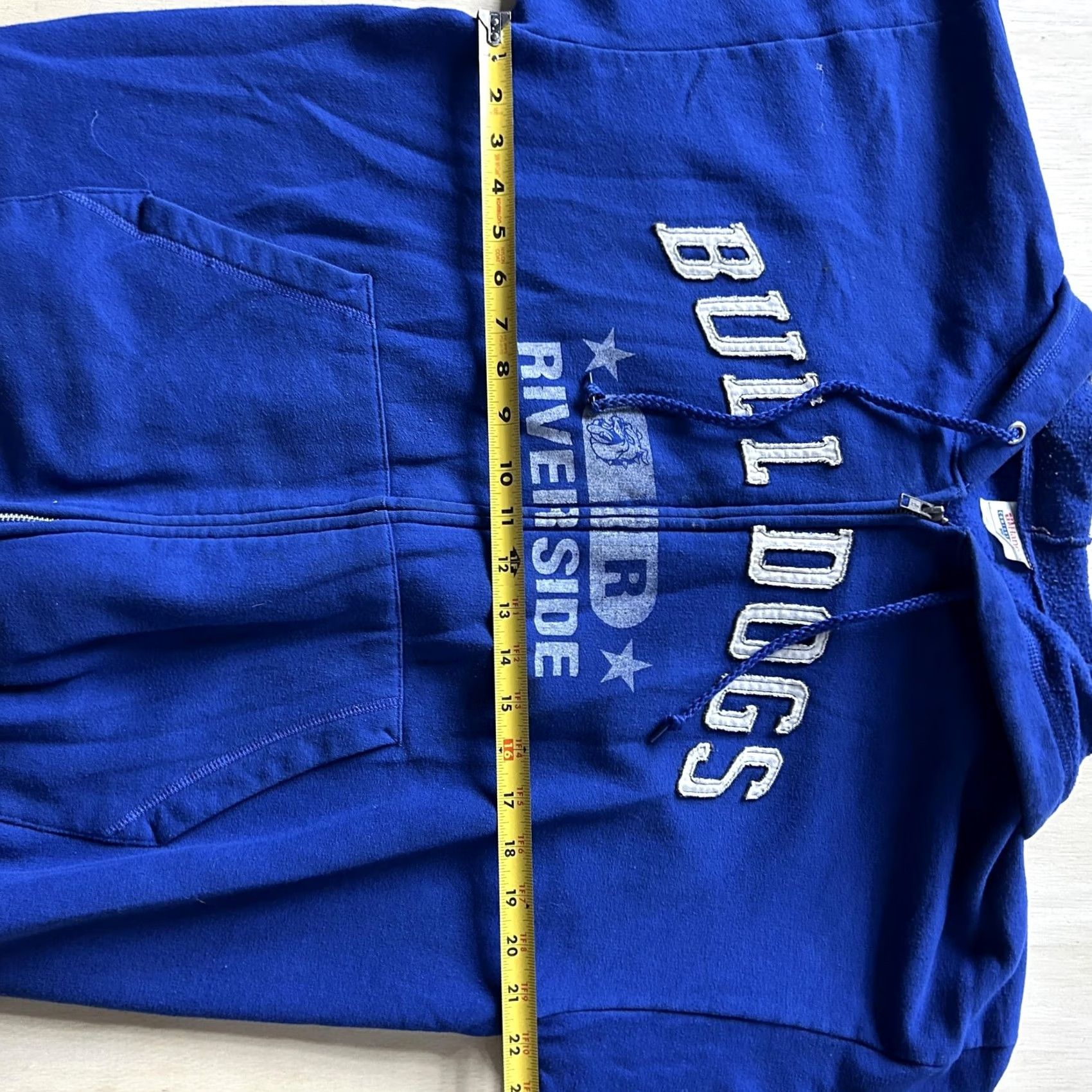 Hanes Y2K Hoodie Mens Large Blue Bulldogs Riverside Full Zip Graphic Sweatshirt Size US L / EU 52-54 / 3 - 7 Thumbnail
