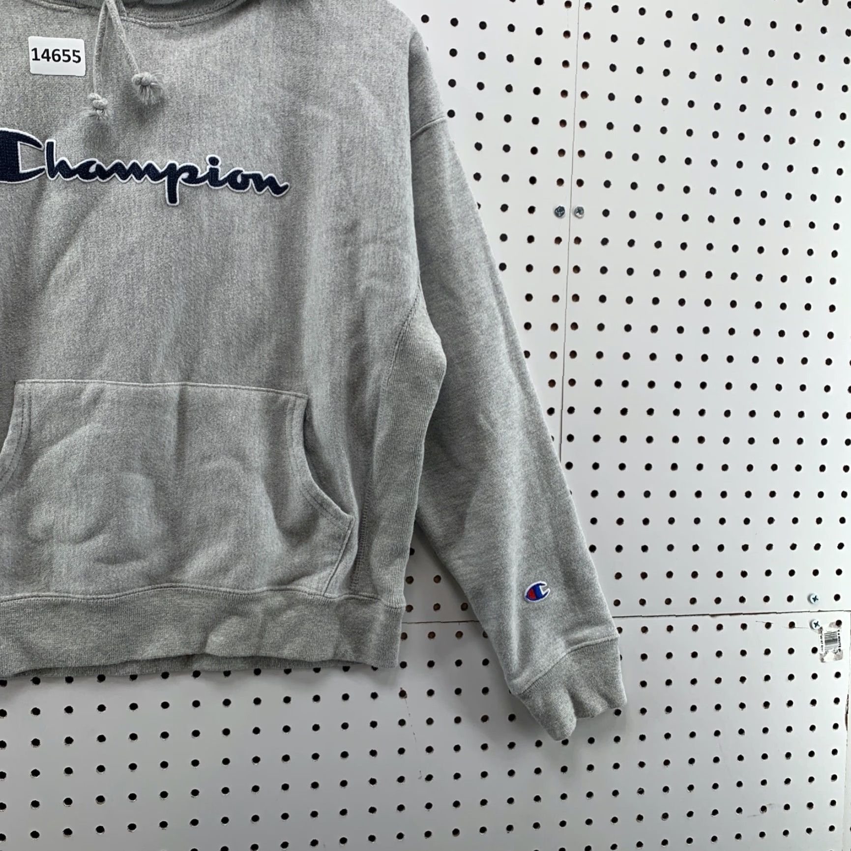 Champion Champion Reverse Weave Hoodie Women Large Gray Spellout Hooded Pullover Size L / US 10 / IT 46 - 4 Thumbnail