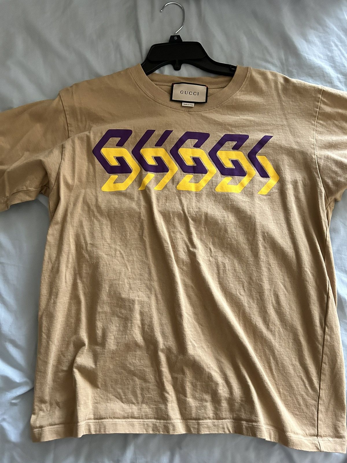 image of Gucci Oversized Brown Mirror T Shirt, Men's (Size XS)