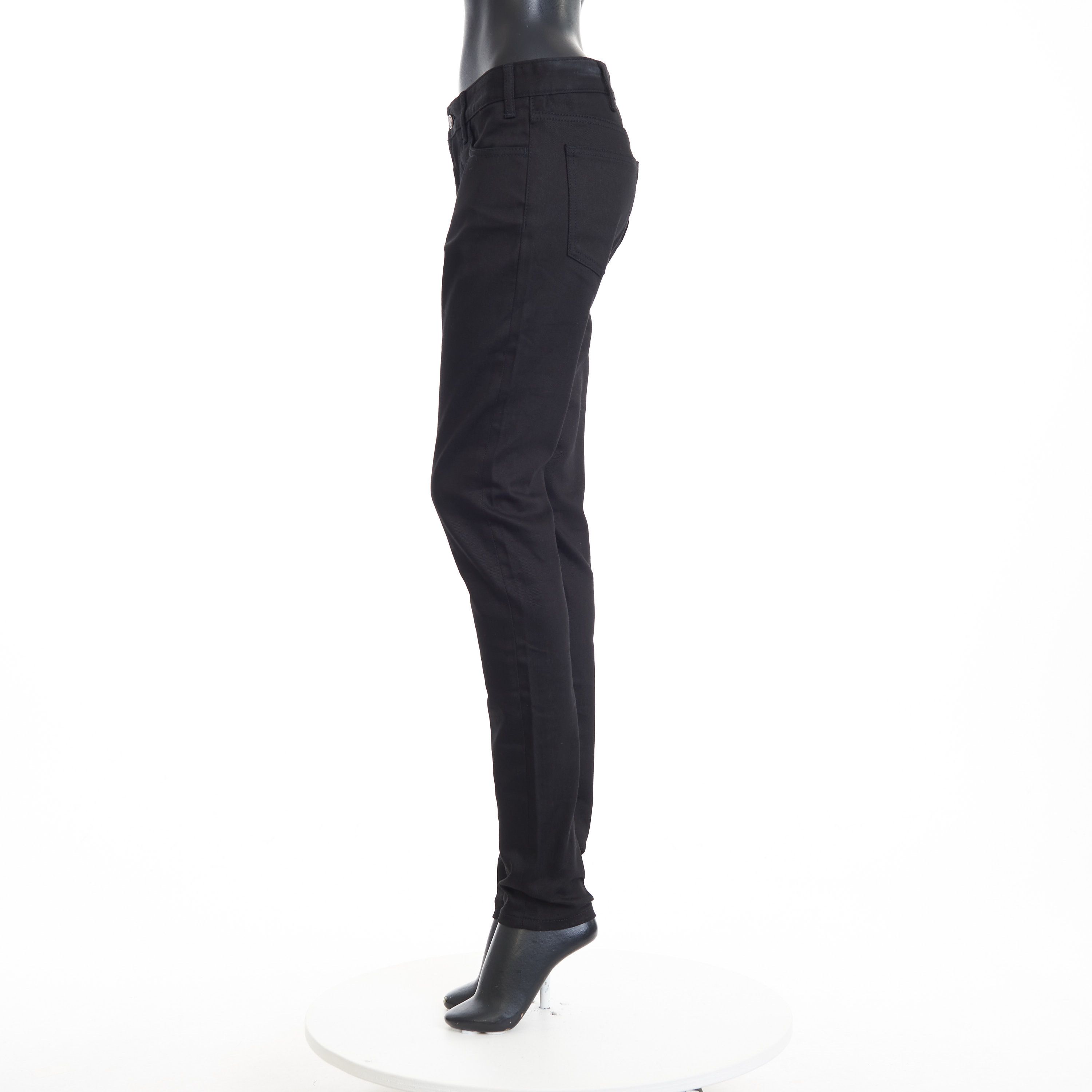 Celine Skinny Jeans In Pure Black Wash Denim, Mid Rise Size 27" / US 4 / IT 40 - 3 Thumbnail