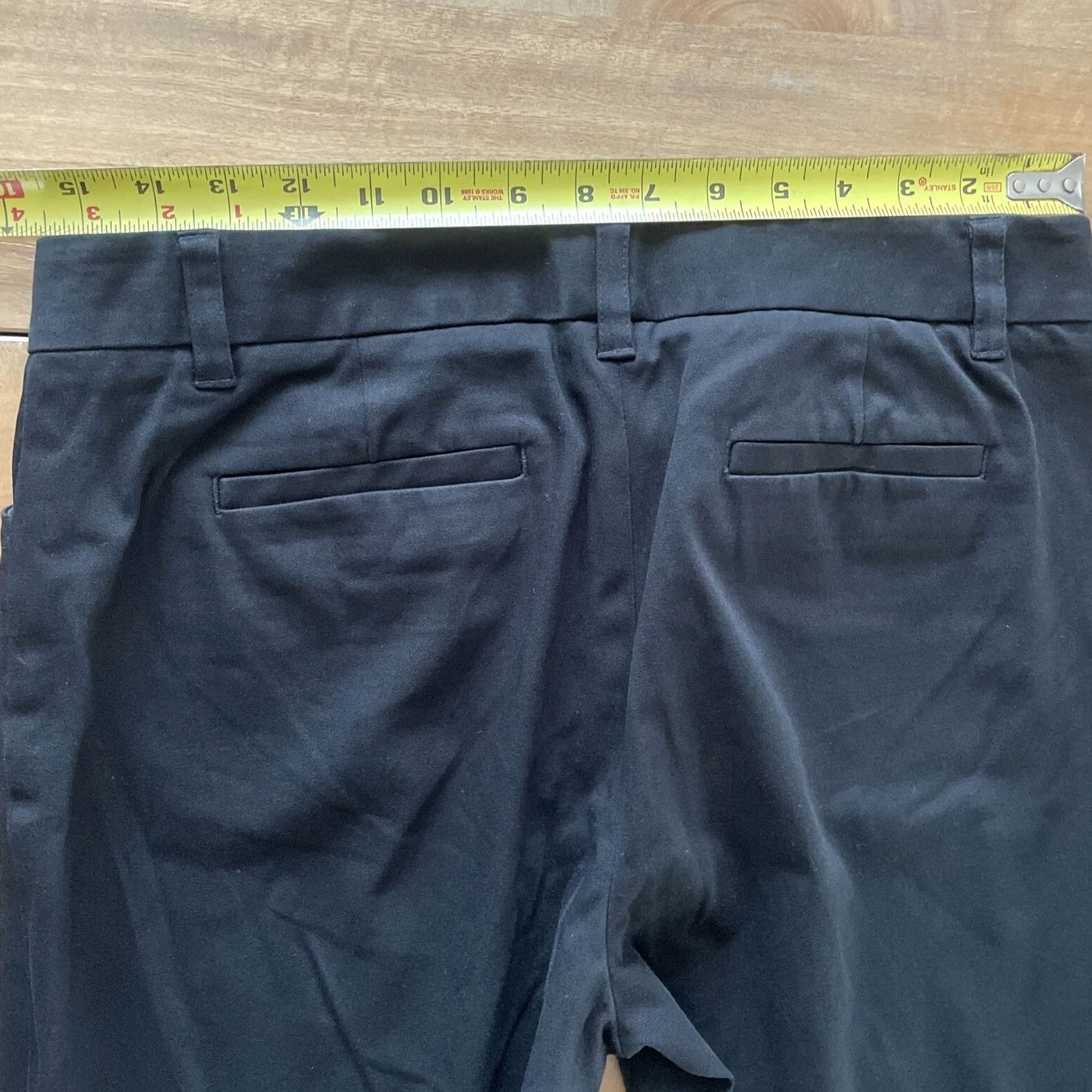 Lord & Taylor LORD & TAYLOR Ankle Straight Chino Pants Womens 8 Black 31x26 Straight Front Twill Knit, 90s Preppy Office Workwear Pants Womens Size 24" / US 00 / IT 34 - 4 Thumbnail