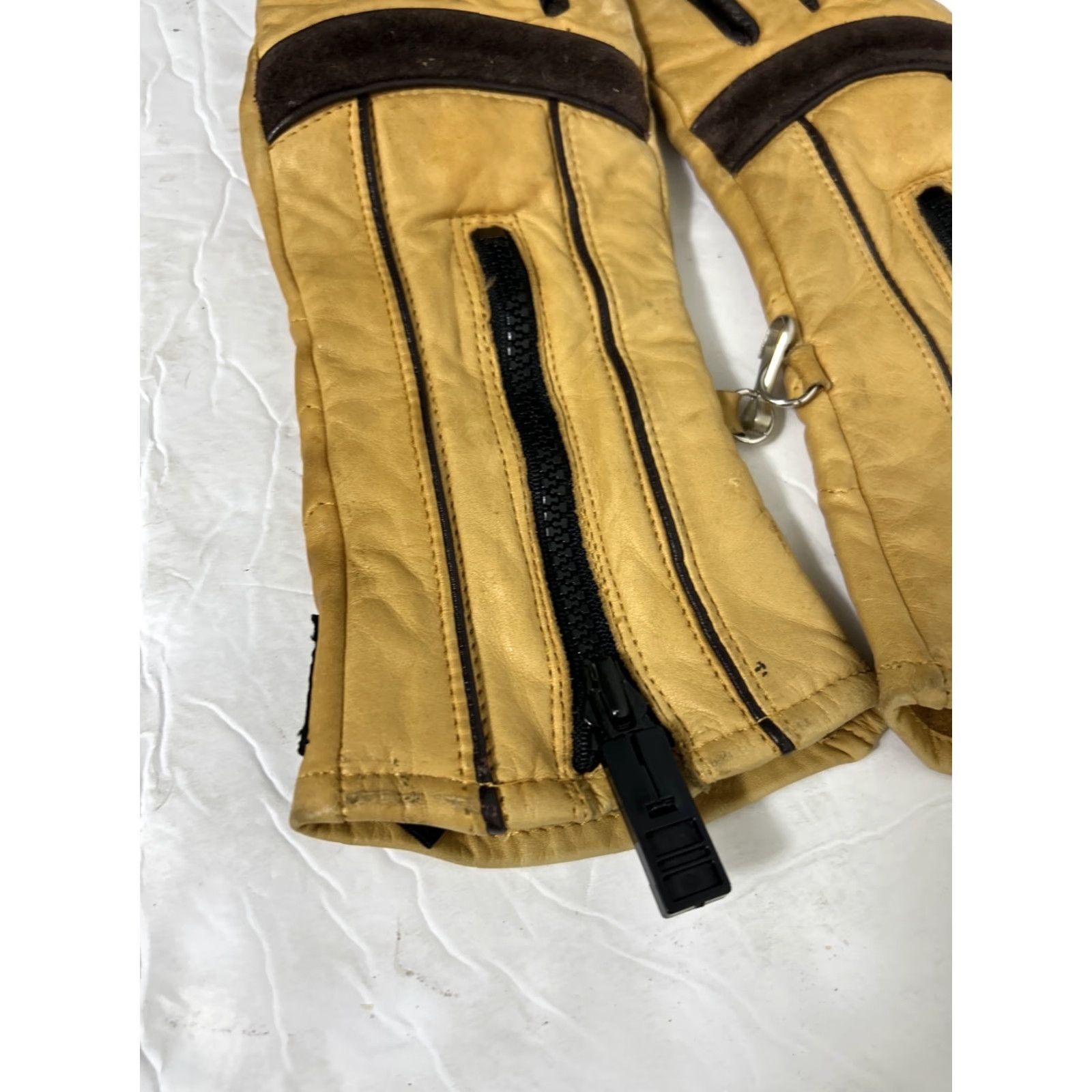 Vintage VINTAGE Tourmaster Gloves Size Small Tan Leather Zip Up Driving Long Past Wrist Size ONE SIZE - 2 Thumbnail