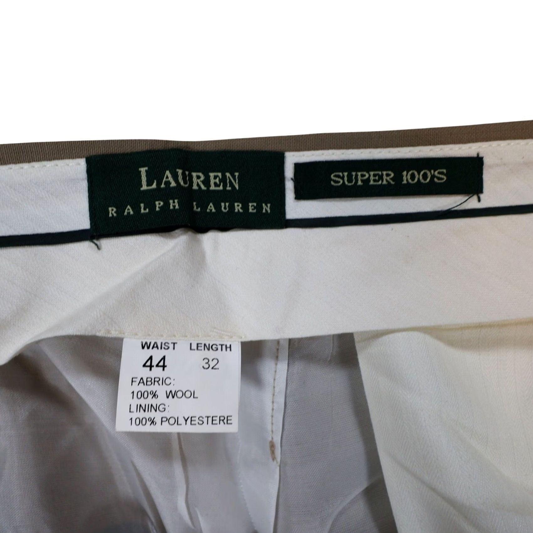 Ralph Lauren Lauren Ralph Lauren Mens Dress Pants 44x32 Tan Wool Pleated Excellent Super 100s Size US 44 / EU 60 - 7 Thumbnail