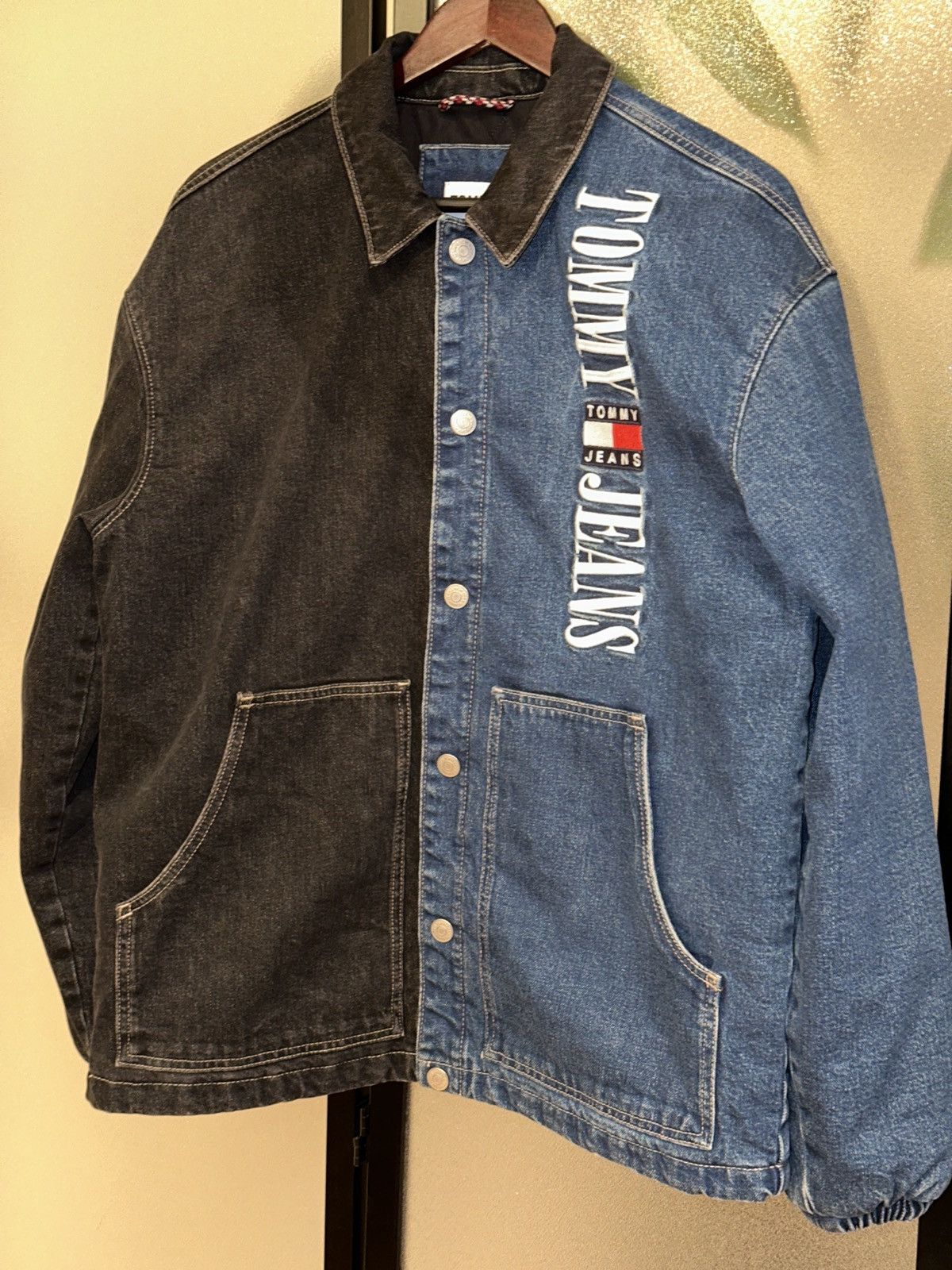 Tommy Hilfiger VTG 90s Y2K HILFIGER Tommy Jeans Split Denim Coach Jacket SM Size US S / EU 44-46 / 1 - 2 Thumbnail