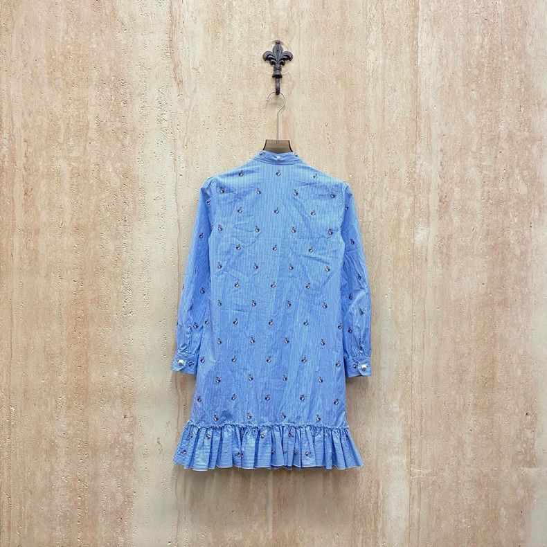 Gucci Gucci Blue and white striped embroidered rabbit lace bow co Size XS / US 0-2 / IT 36-38 - 2 Thumbnail